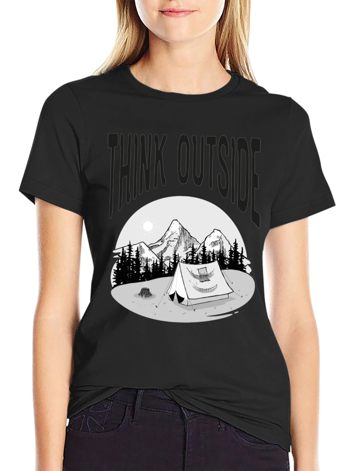 Black Think Outside Graphic T-Shirt view 2