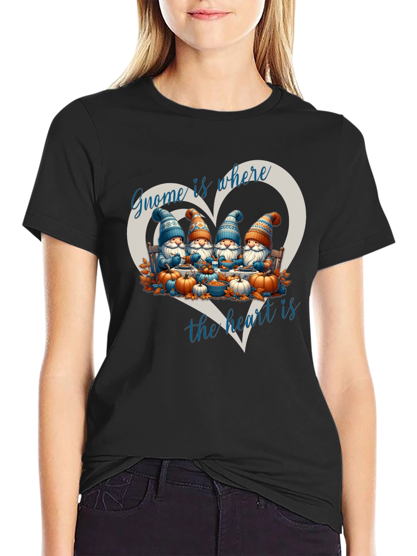 Black Gnome is Where the Heart is T-Shirt view 2