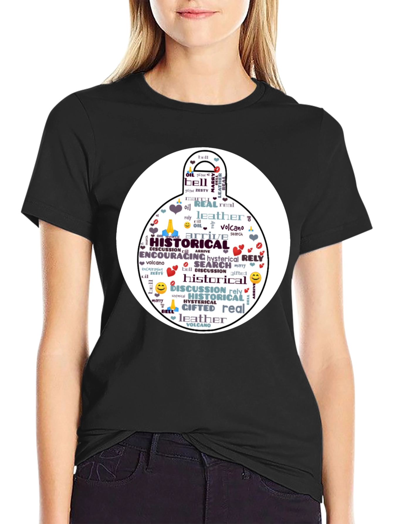 Black Word Art Black T-Shirt view 2