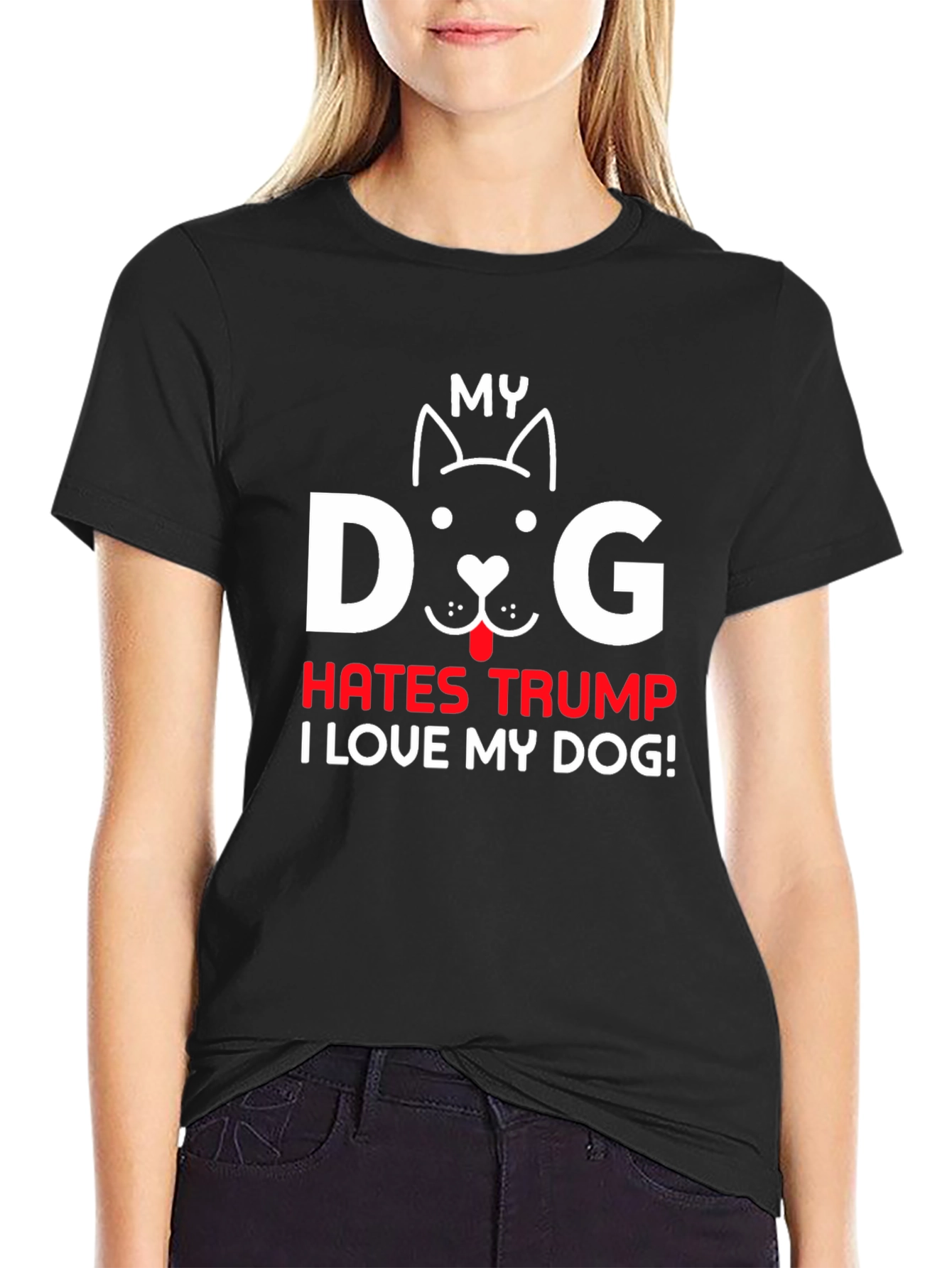 Black My Dog Hates Trump T-Shirt, Pet Lover Tee view 2