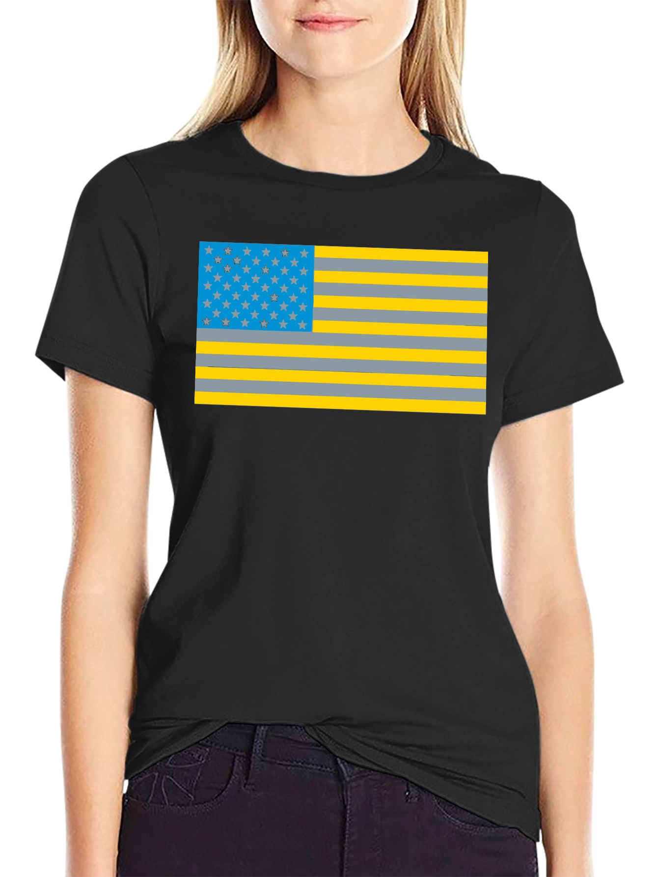 Black Novelty American Flag Graphic T-Shirt view 2