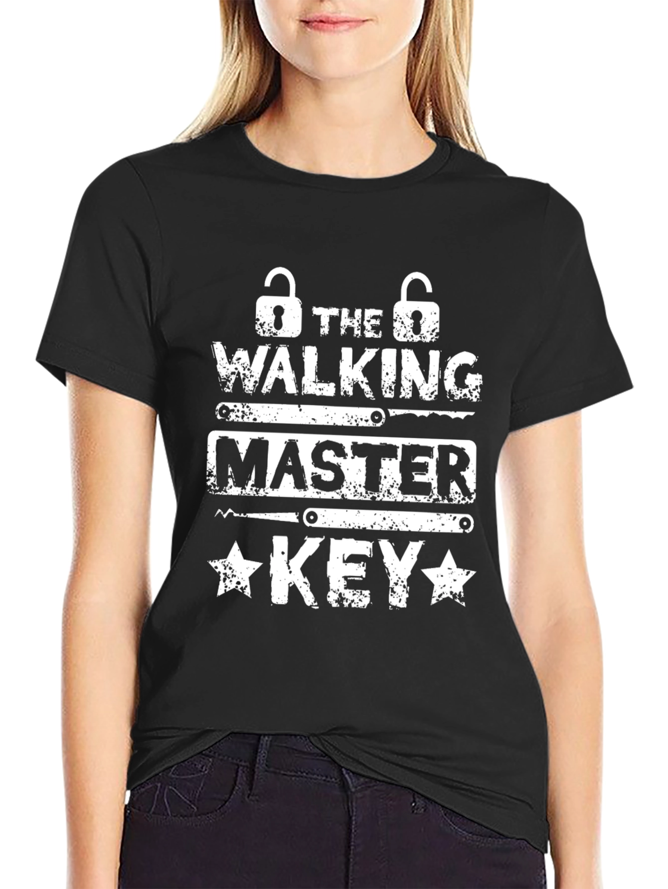 Black The Walking Master Key Graphic T-Shirt view 2