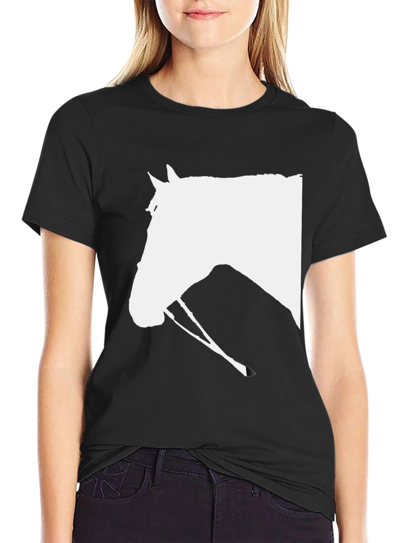 Black Horse Head Graphic Tee - Equestrian Style view 2