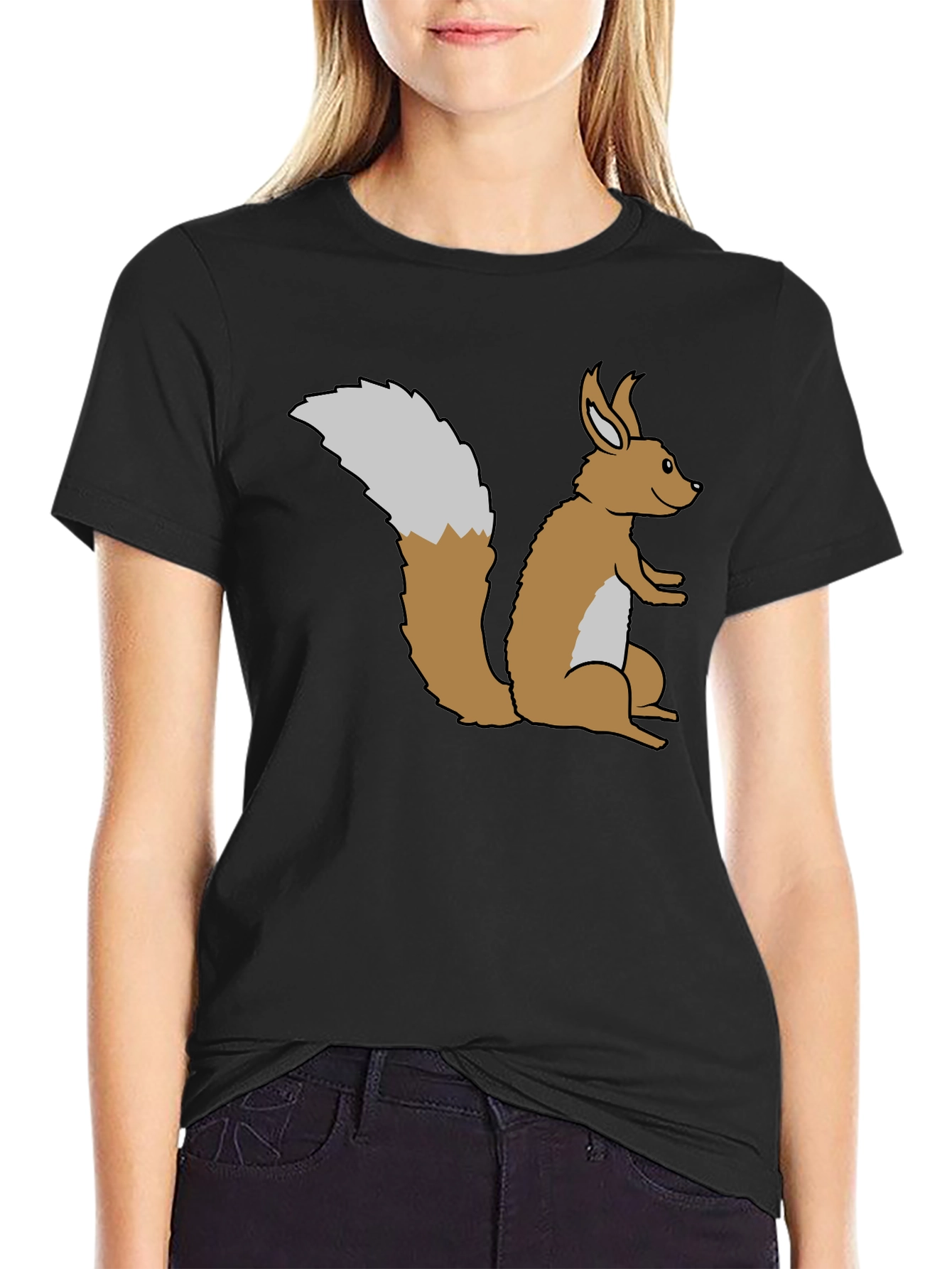 Black Squirrel Graphic Tee - Soft Black Cotton view 2