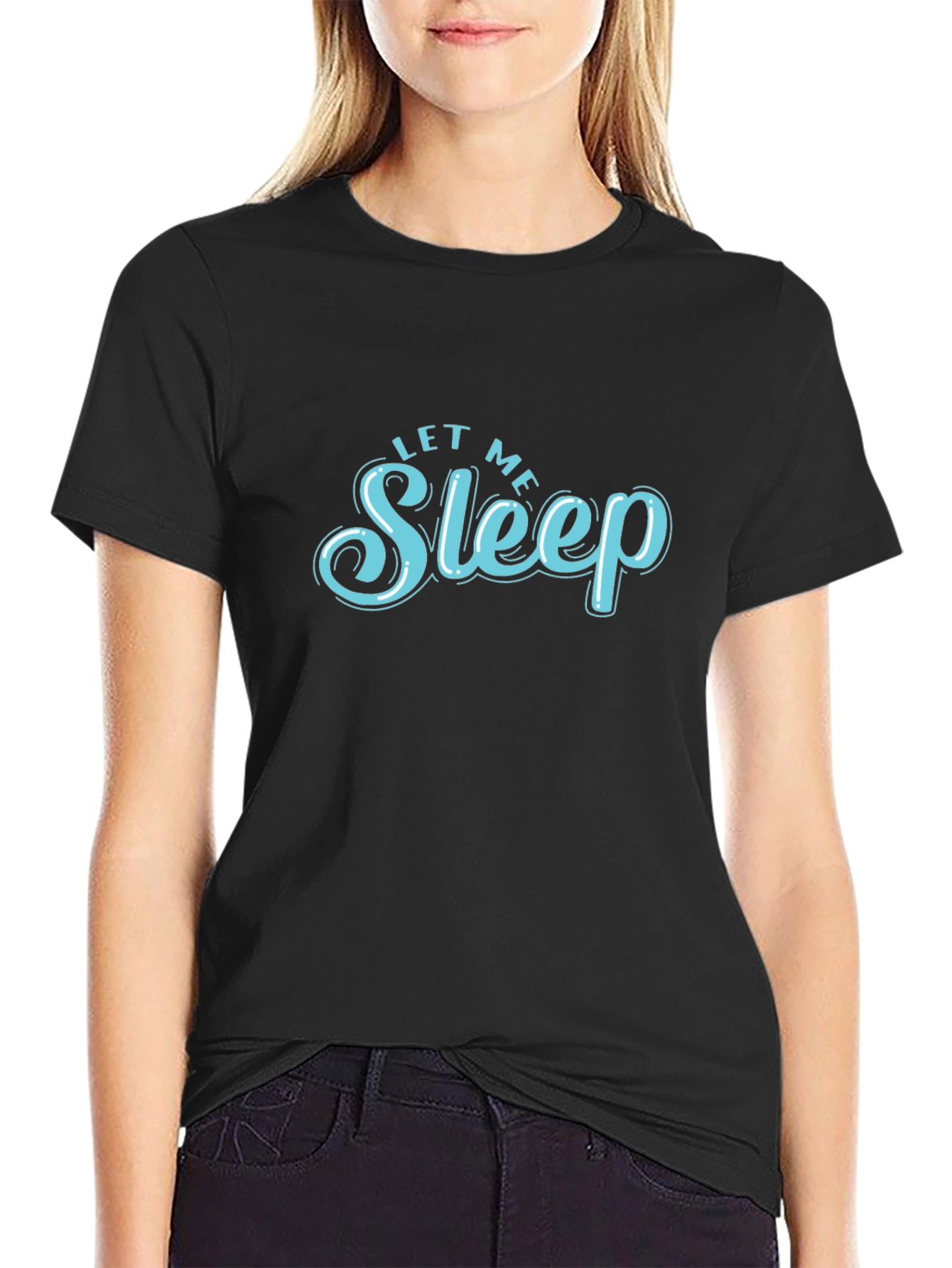Black Let Me Sleep Graphic Tee - Soft Cotton Blend view 2