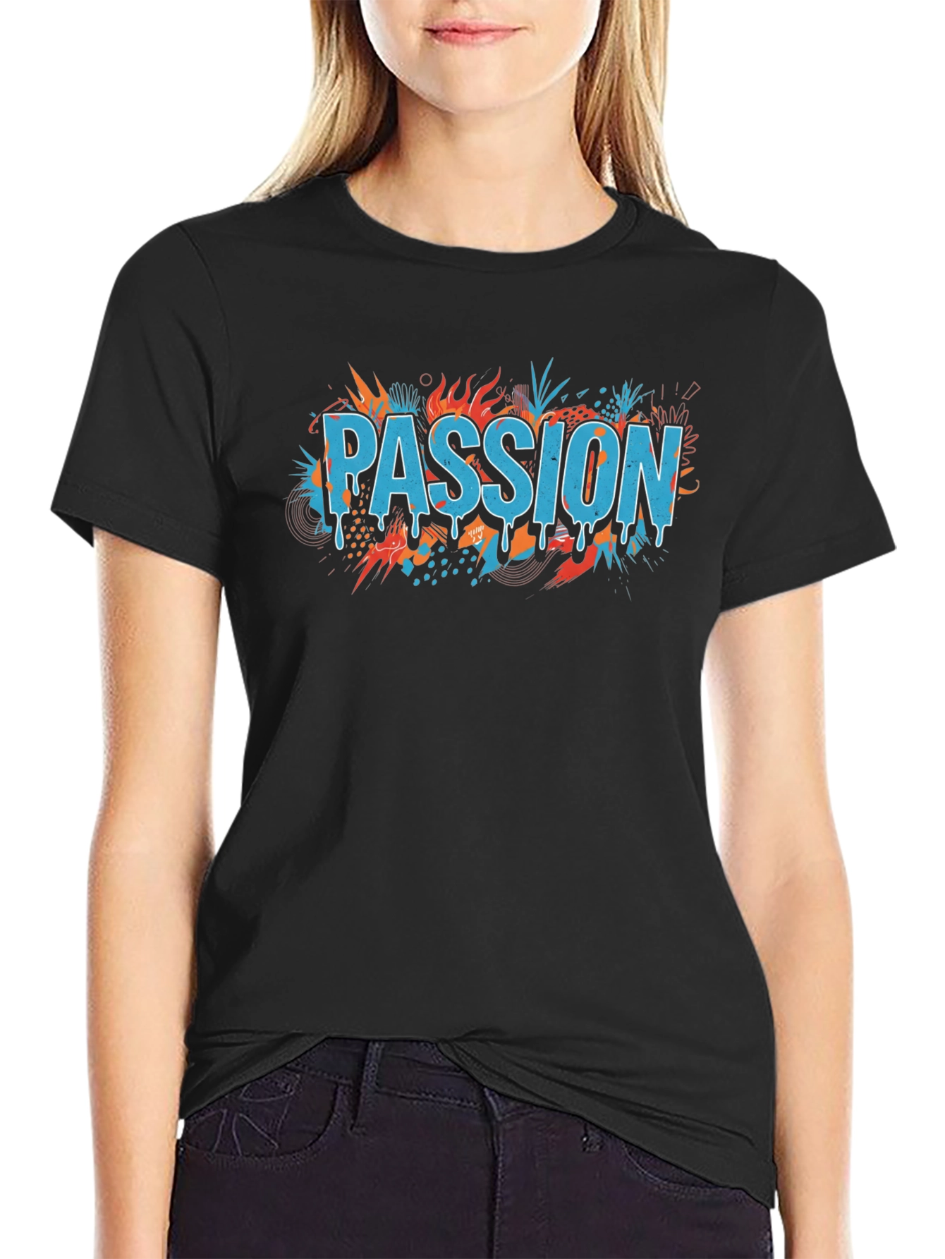 Black Passion Graphic T-Shirt - Trendy Design view 2