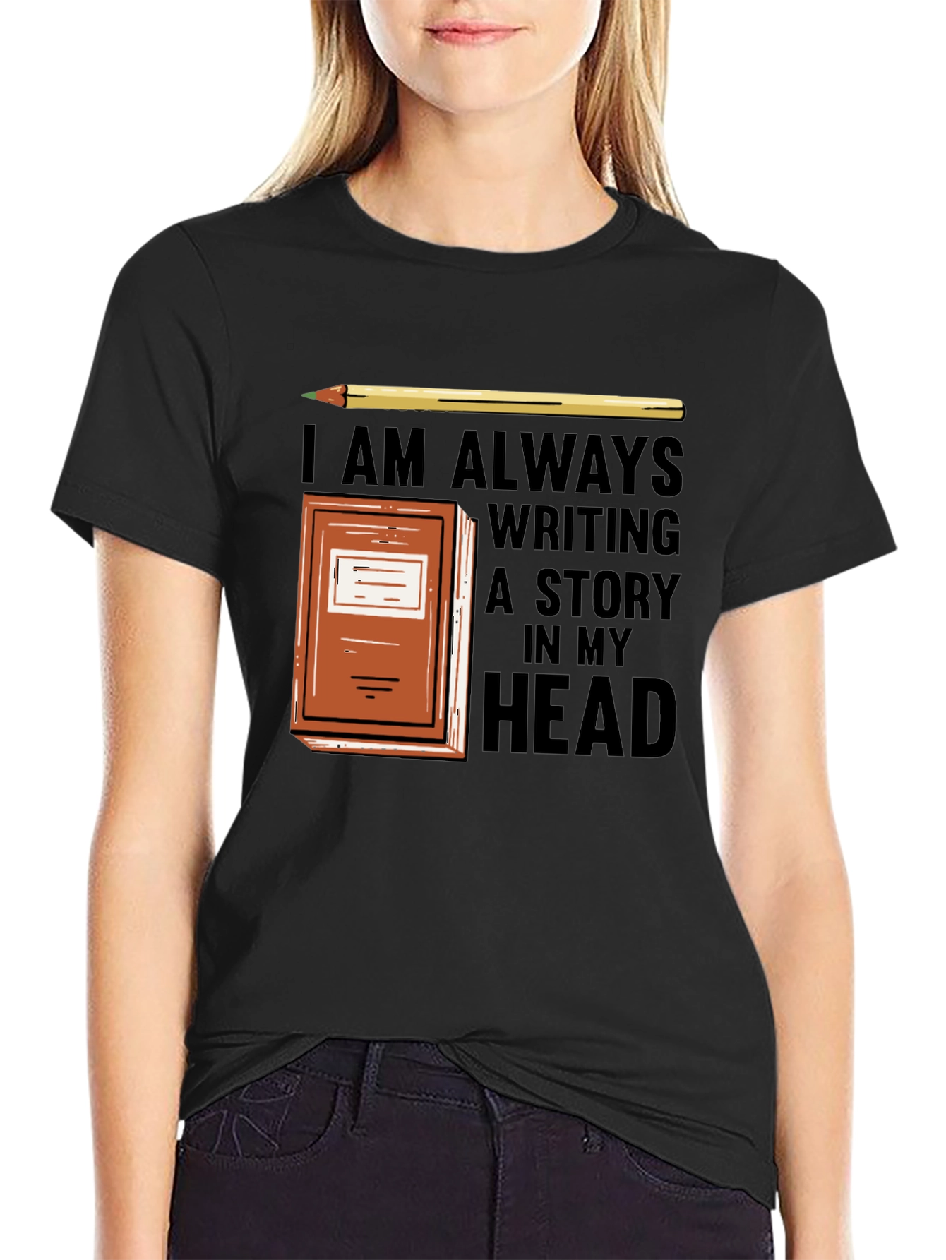 Black Writer's T-Shirt: Always Writing a Story in My Head view 2