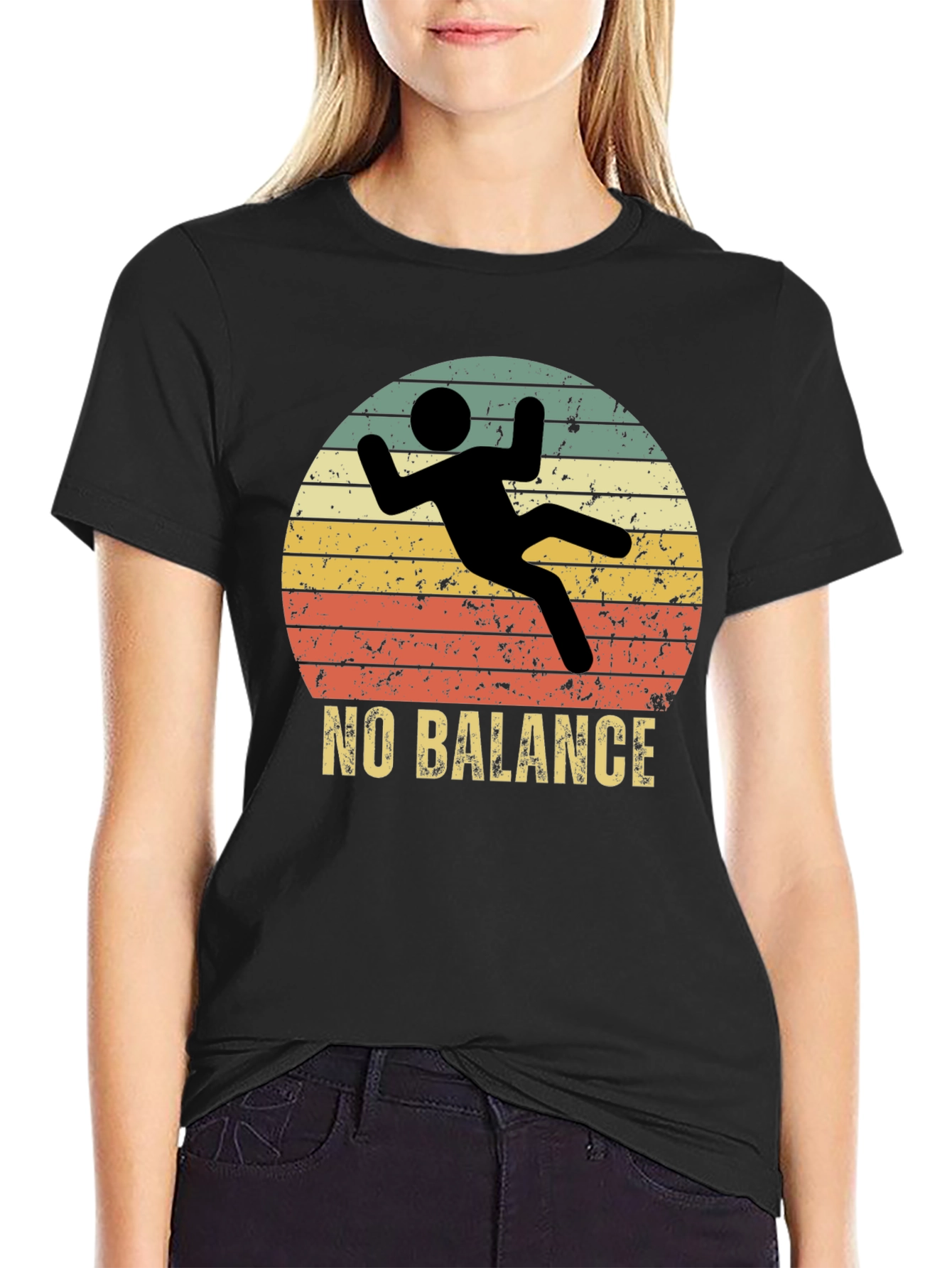 Black No Balance Funny Graphic Tee view 2
