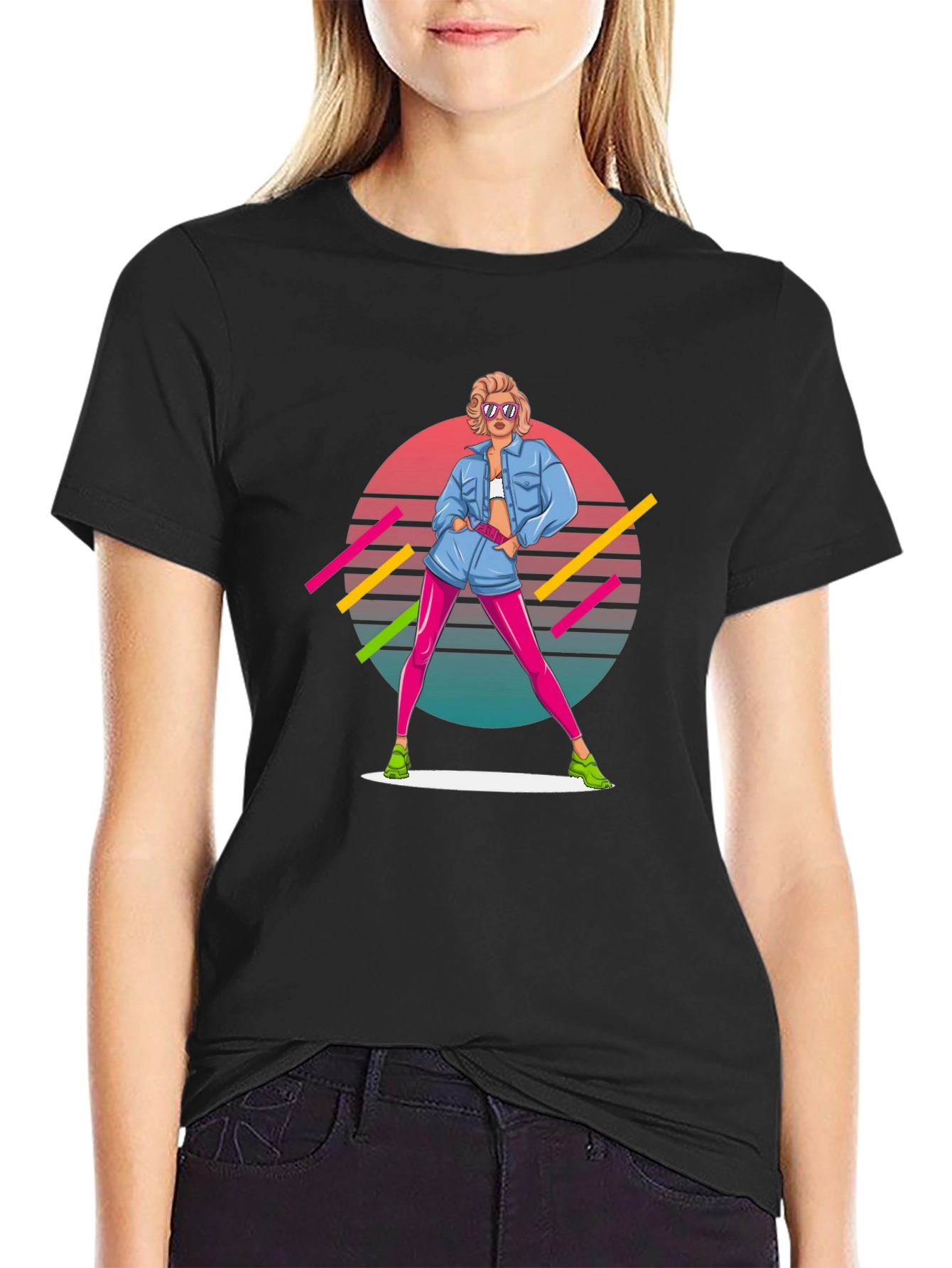 Black Retro 80s Style T-Shirt view 2