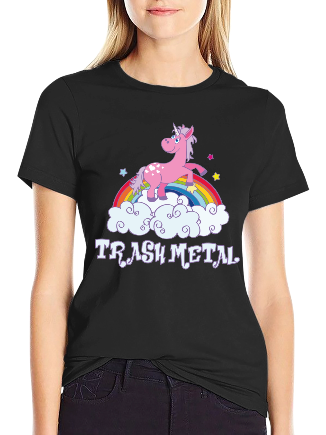 Black Trash Metal Unicorn T-Shirt view 2