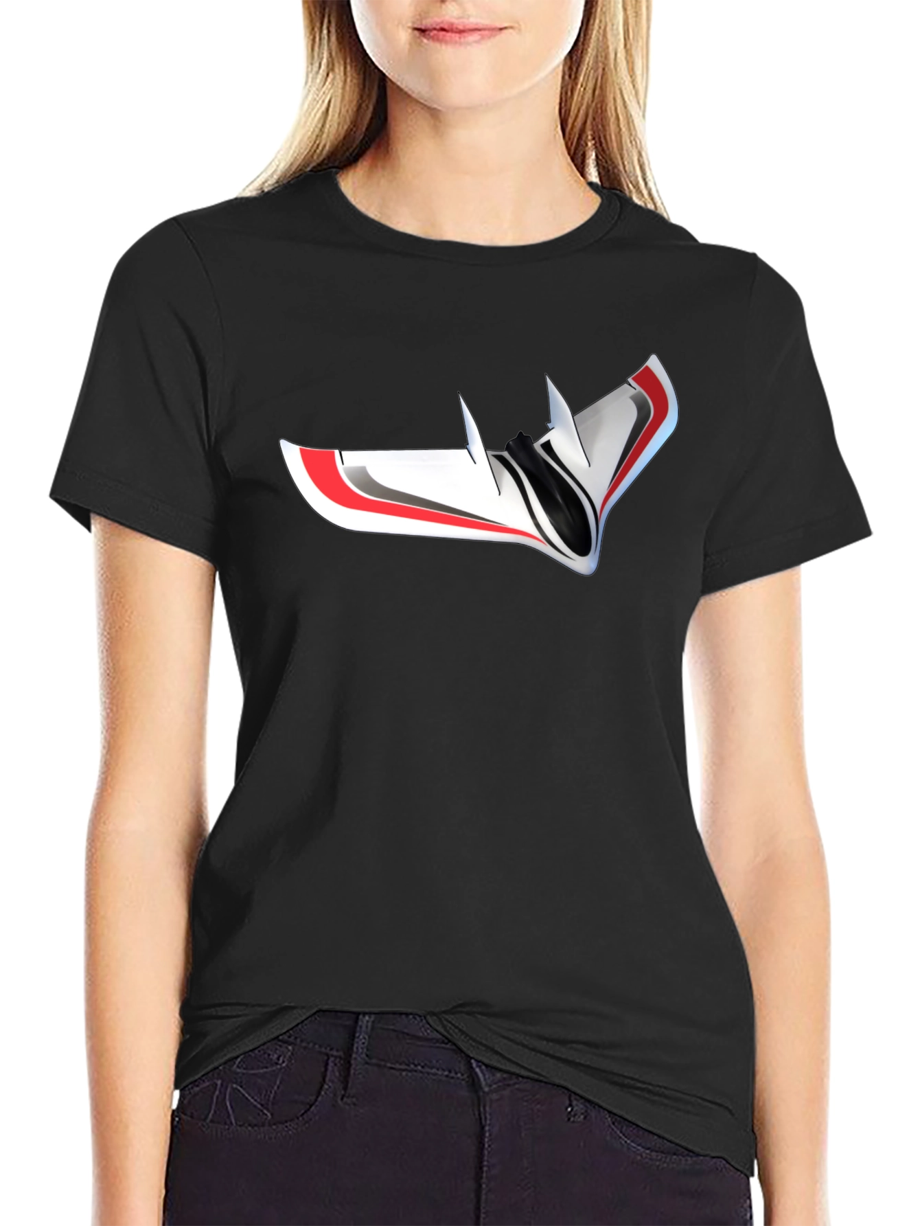 Black Futuristic Drone Graphic T-Shirt - Black view 2