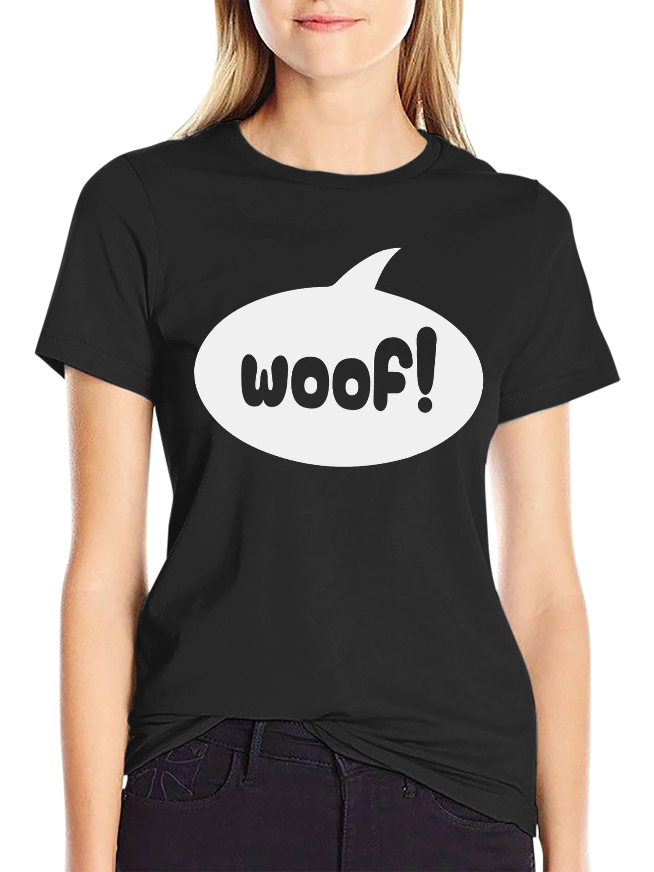 Black Woof! Speech Bubble Graphic Tee - Casual Comfort view 2