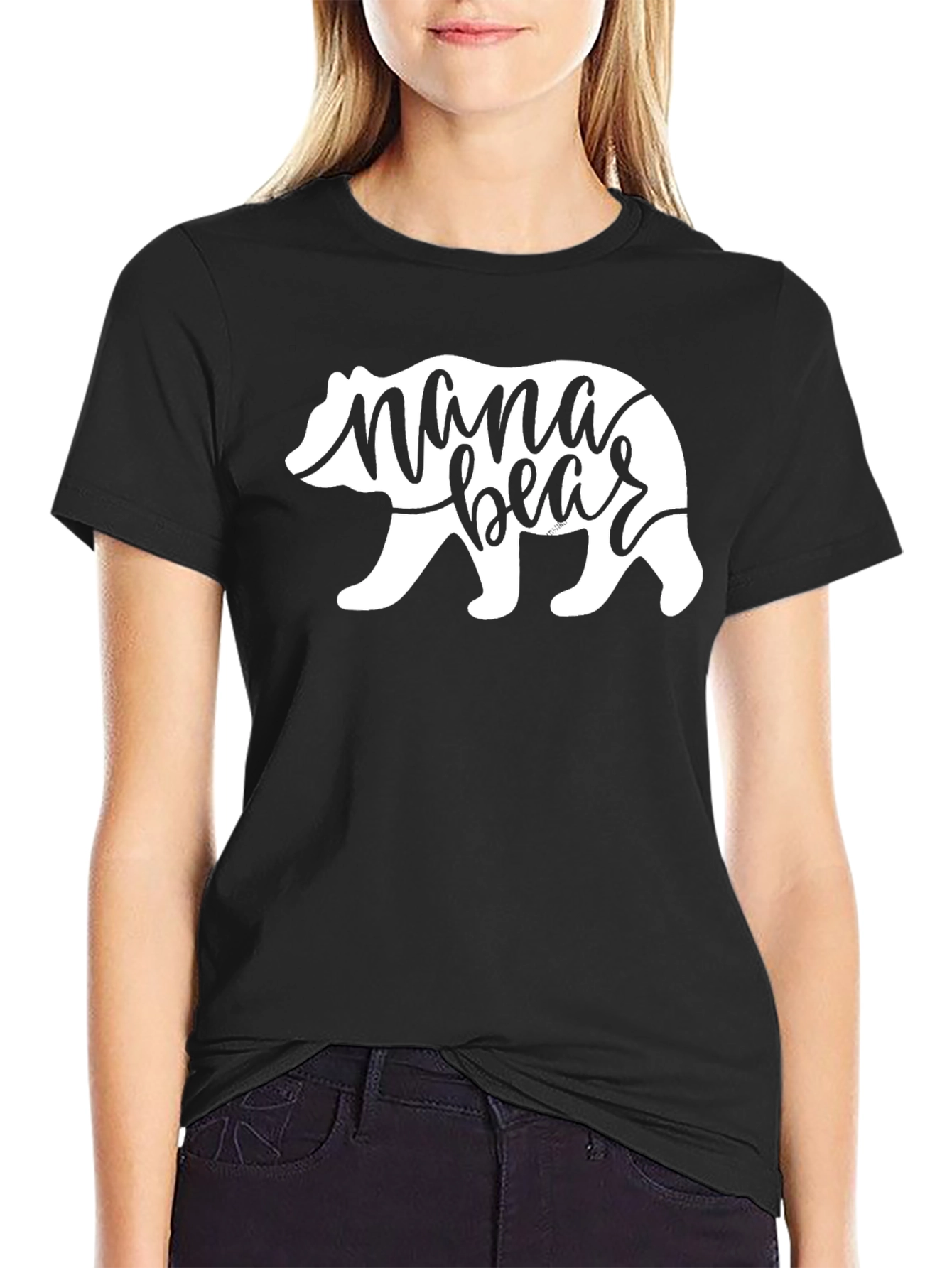 Black Mama Bear T-Shirt - Black Cotton Tee view 2