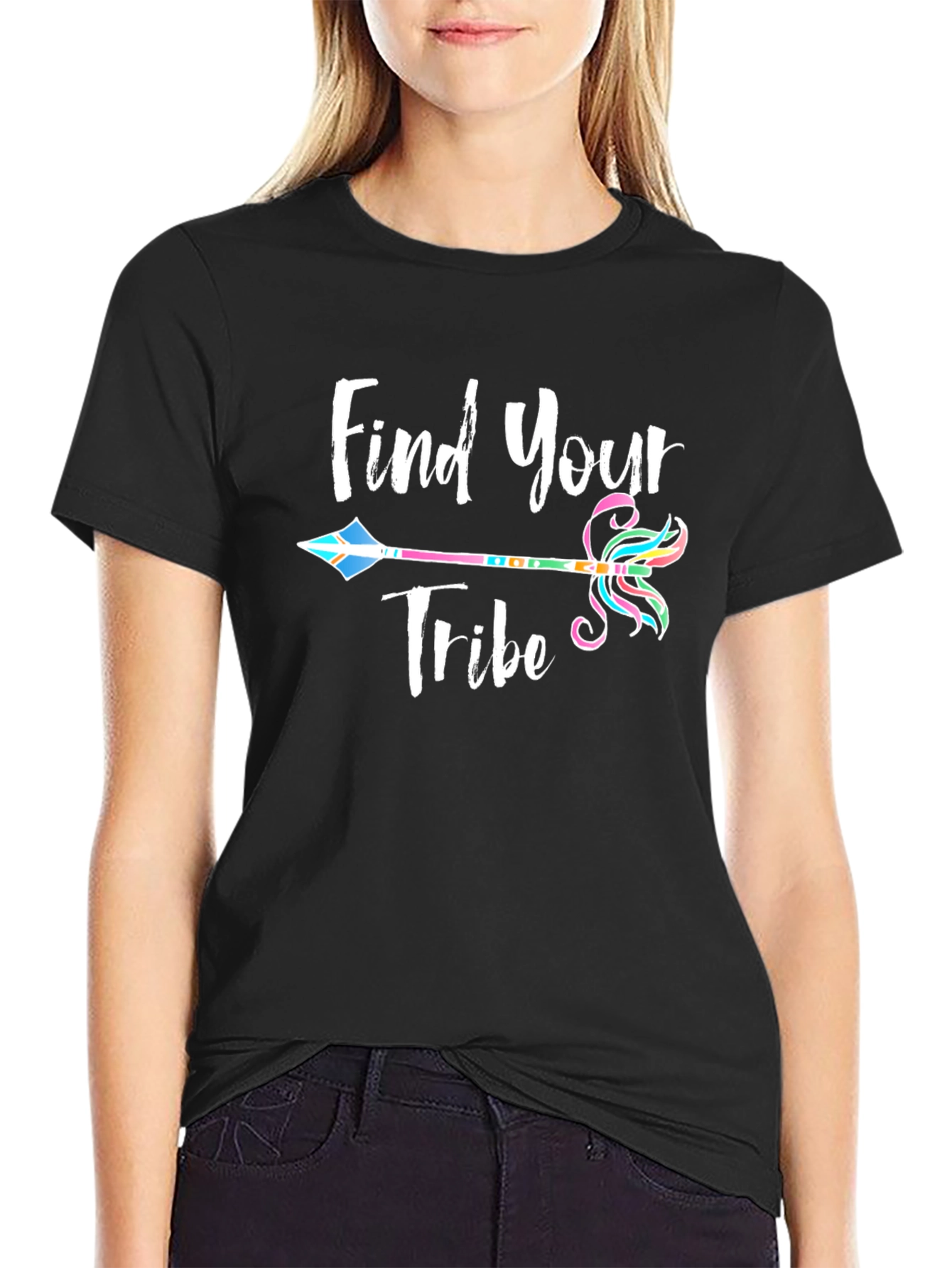 Black Find Your Tribe Graphic Tee - Black view 2
