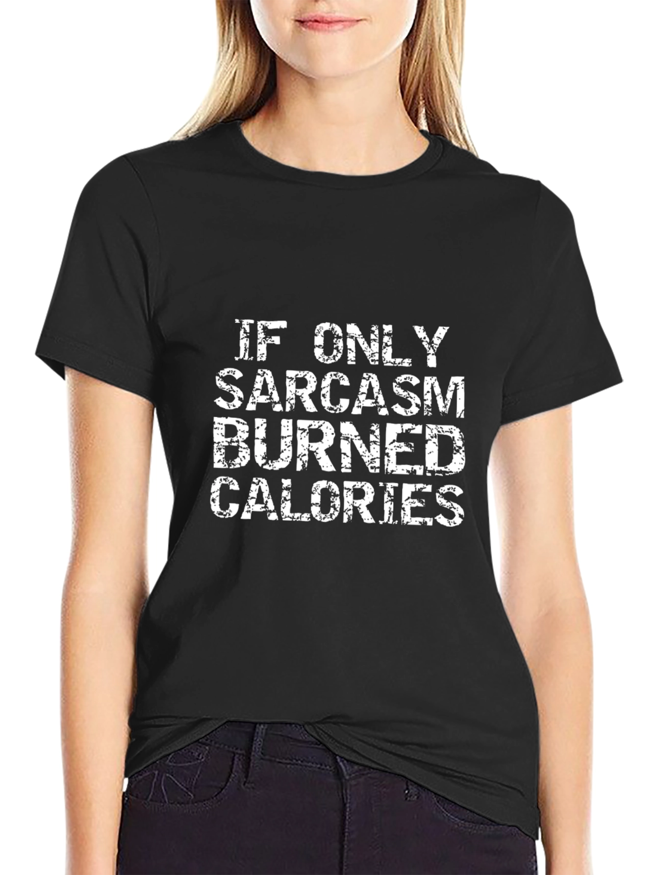 Black Sarcasm Calories T-Shirt Funny Gym Workout Tee view 2