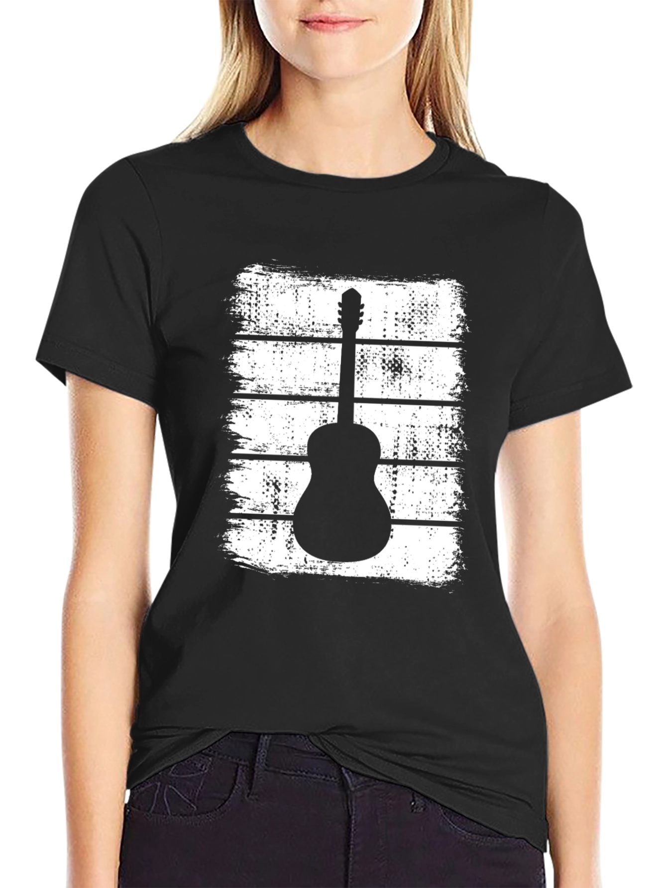 Black Guitar Graphic T-Shirt - Black view 2
