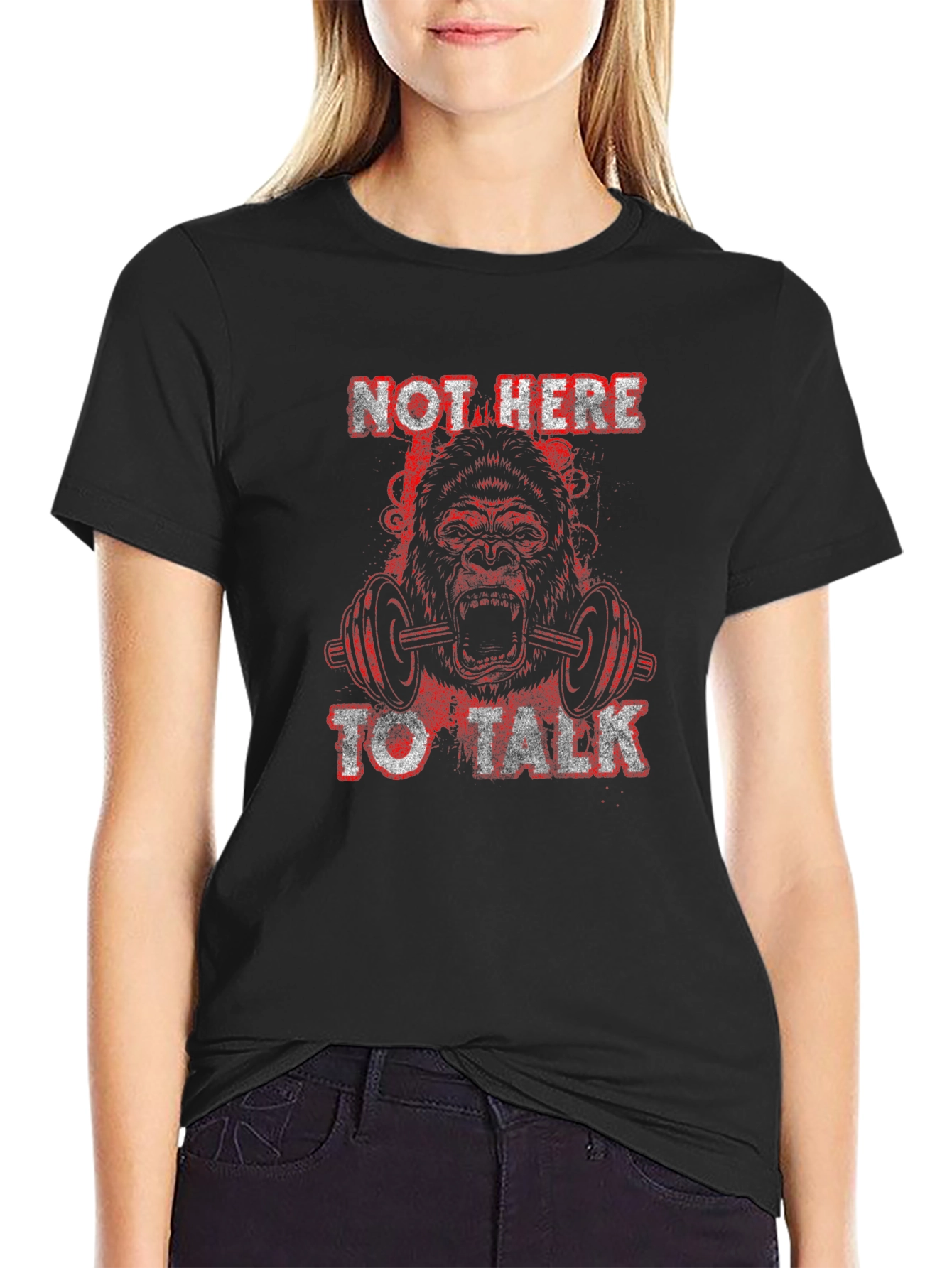 Black Gorilla Gym T-Shirt - Not Here to Talk view 2