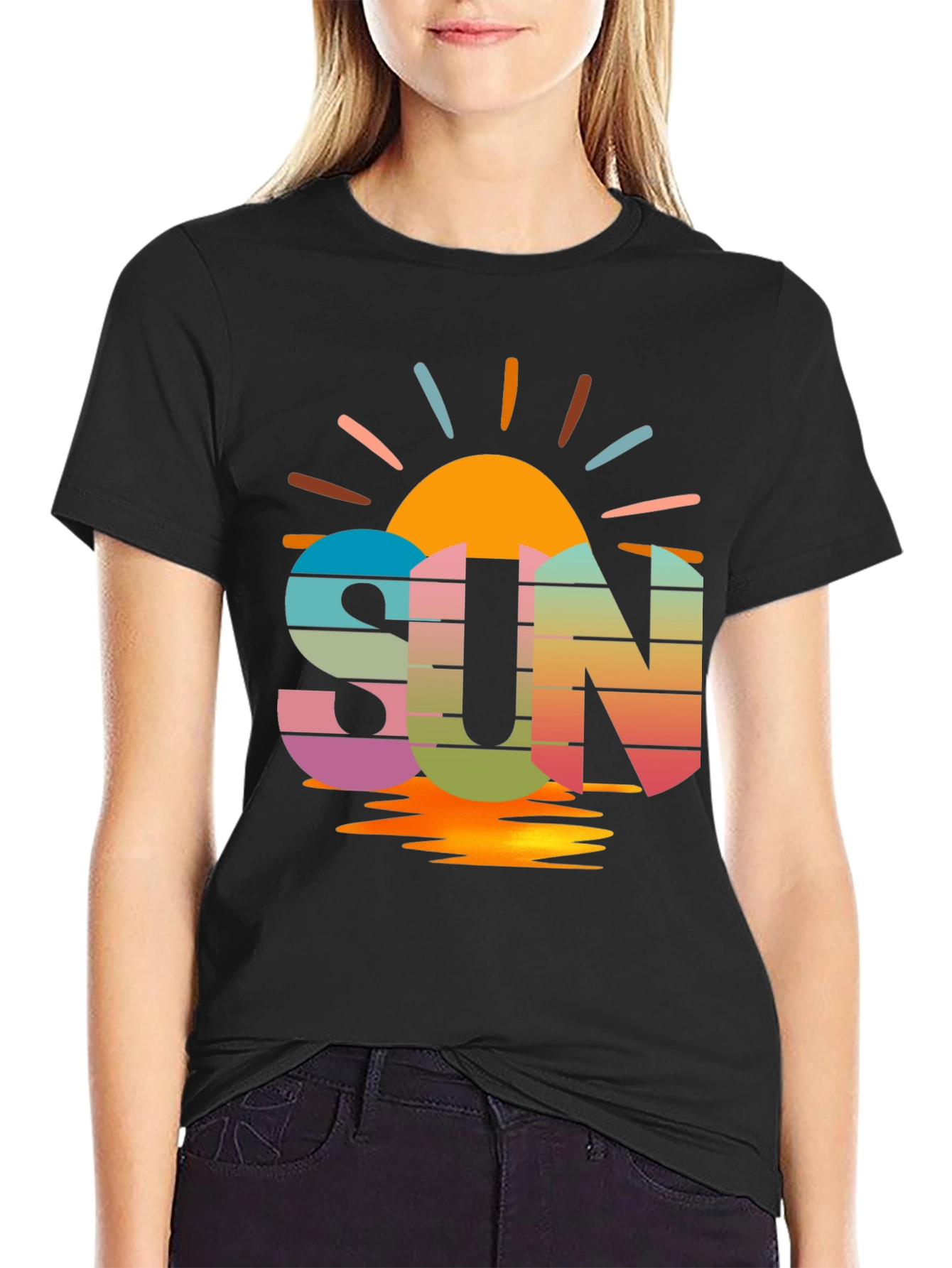 Black Retro SUN T-Shirt view 2