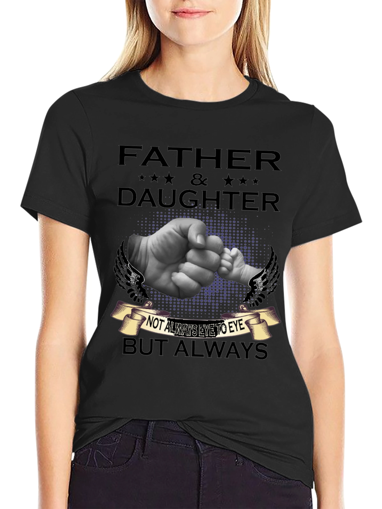 Black Father & Daughter T-Shirt - Always Connected view 2