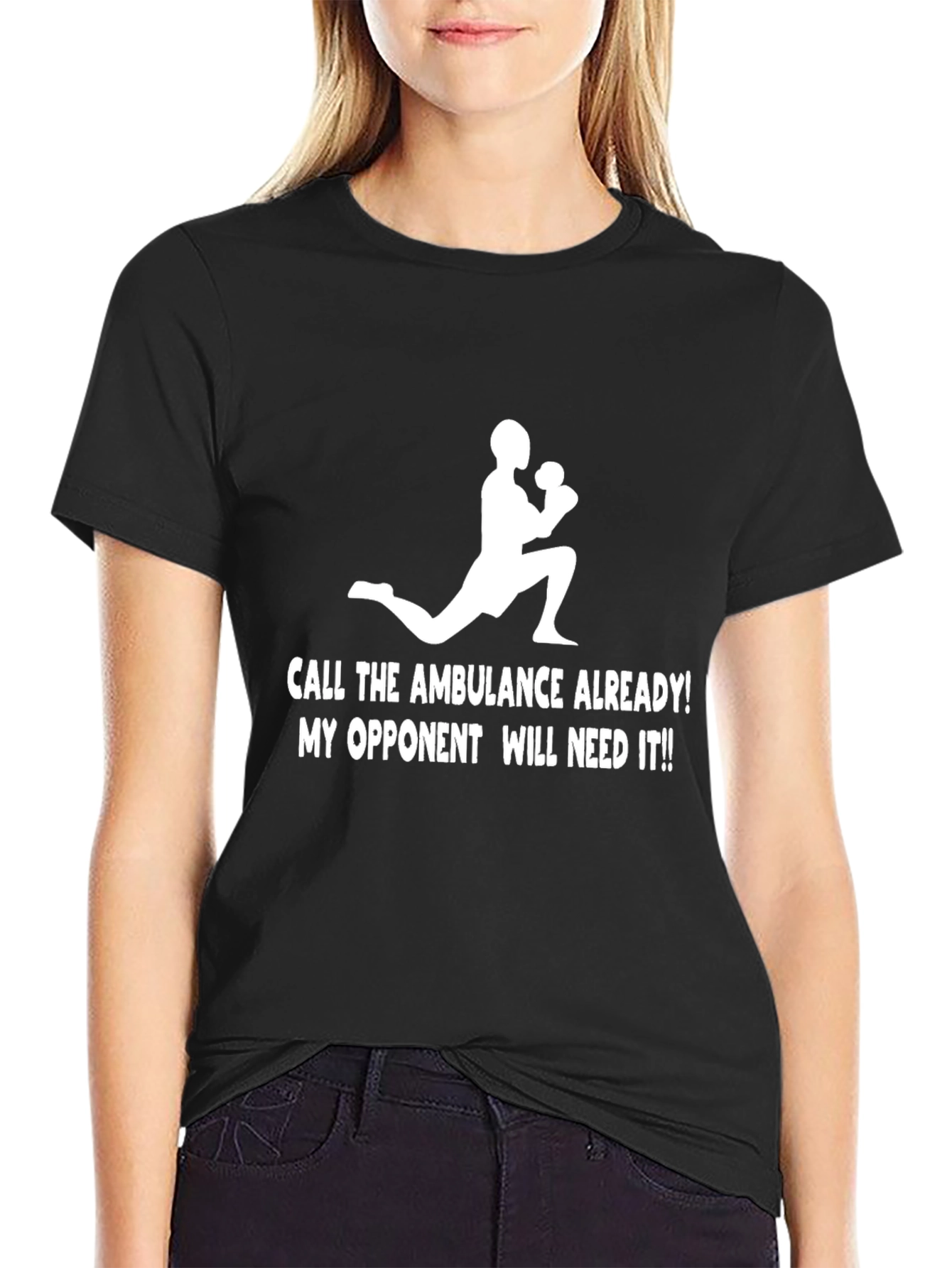 Black Funny Boxing T-Shirt: Call the Ambulance! view 2