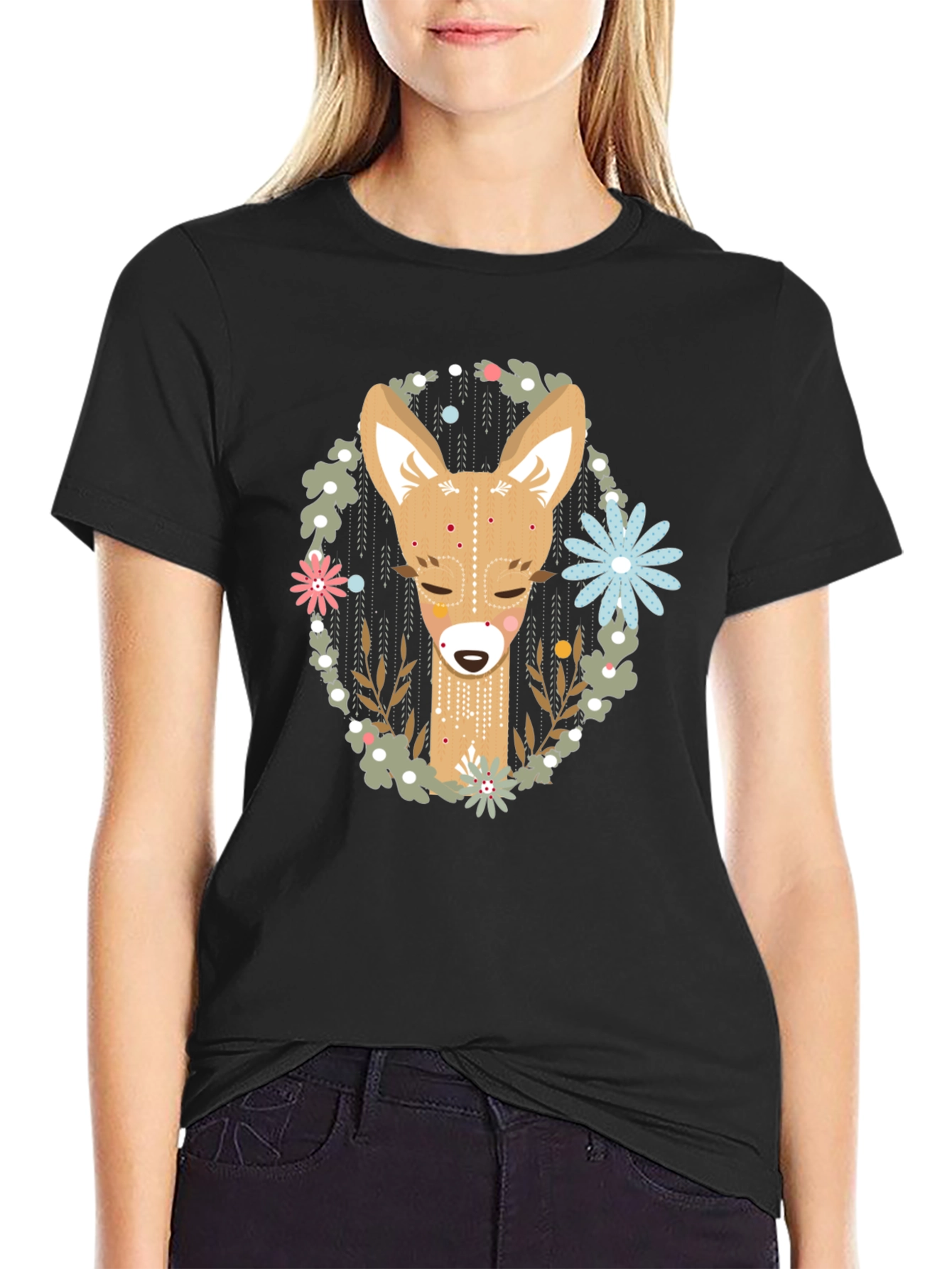 Black Deer Graphic Tee - Black Cotton Blend view 2