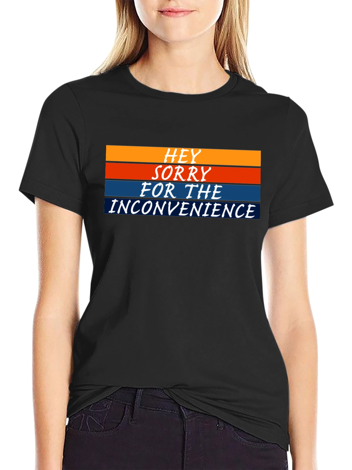 Black Hey Sorry For The Inconvenience Graphic Tee view 2