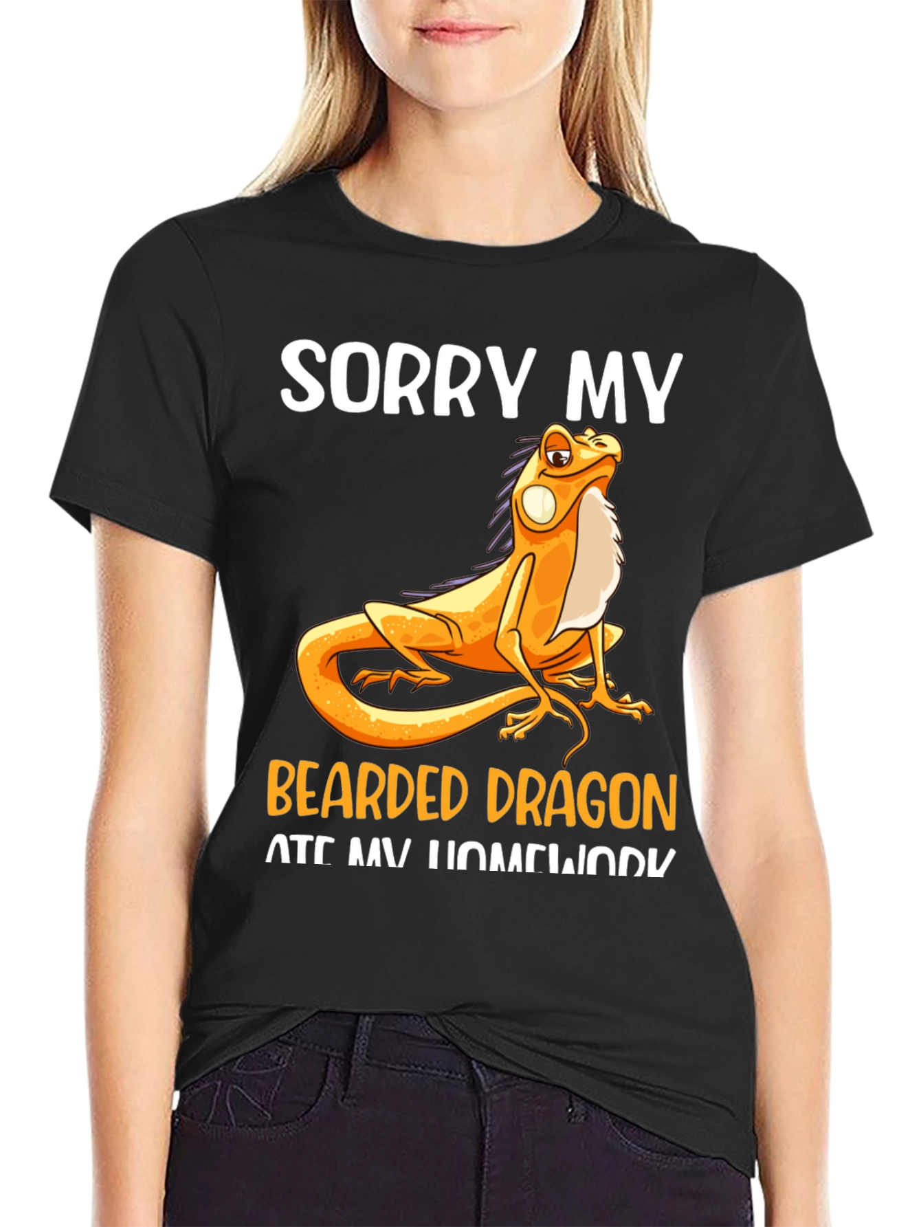 Black Bearded Dragon Ate Homework T-Shirt view 2