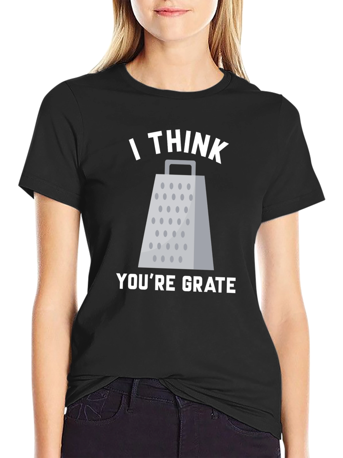 Black I Think You're Grate T-Shirt Funny Pun Tee view 2