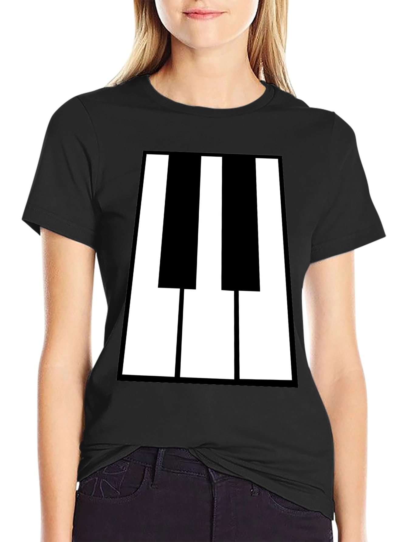 Black Piano Keys Graphic Tee - Black T-Shirt view 2
