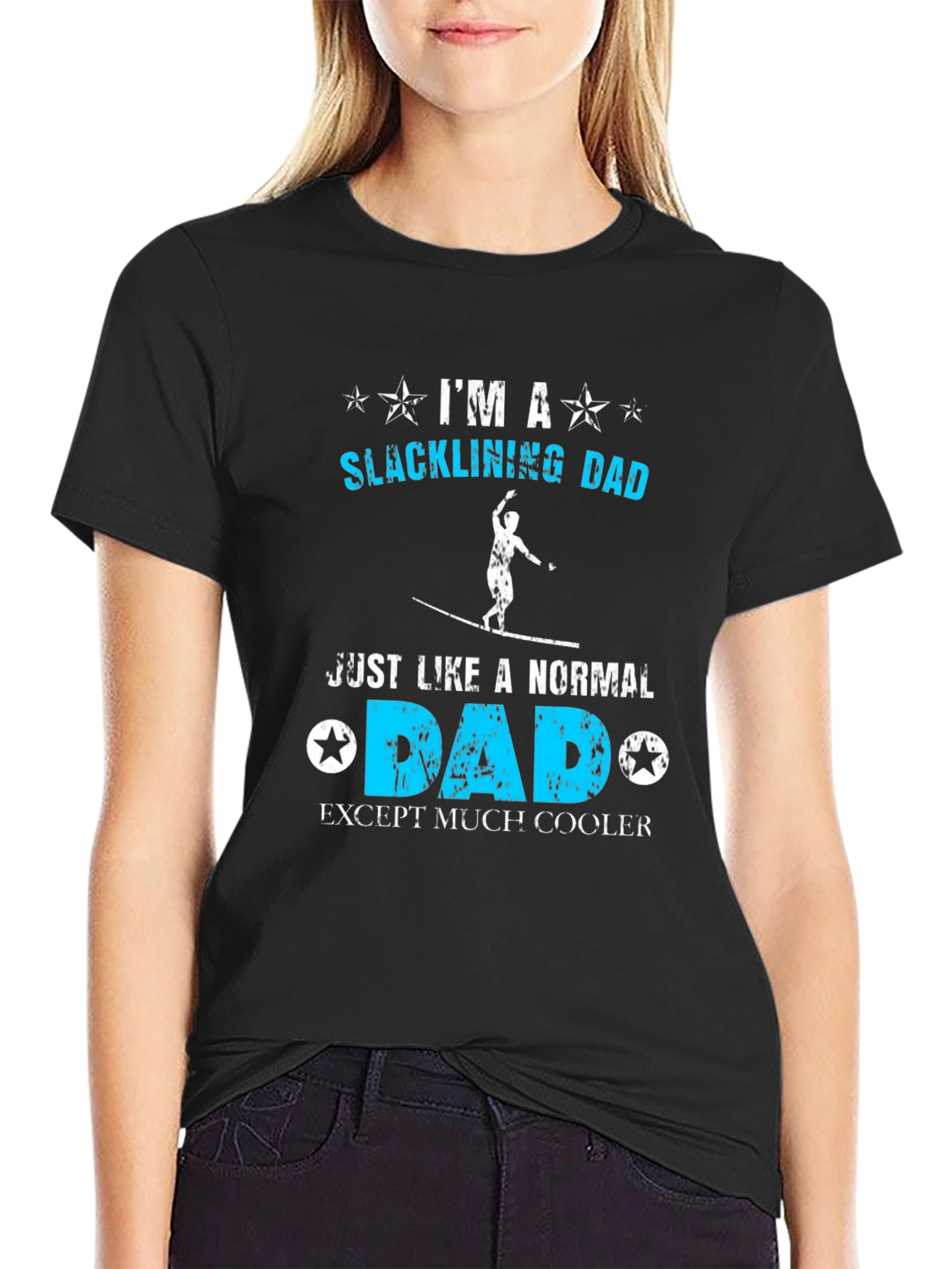 Black Slacklining Dad T-Shirt - Cool Father's Day Gift view 2