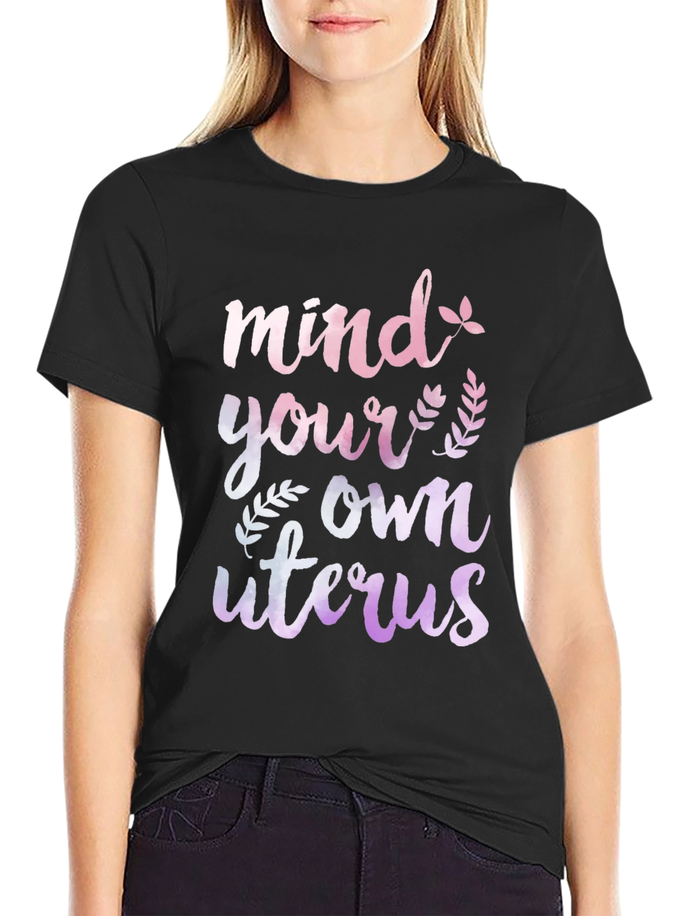 Black Mind Your Own Uterus Graphic Tee view 2