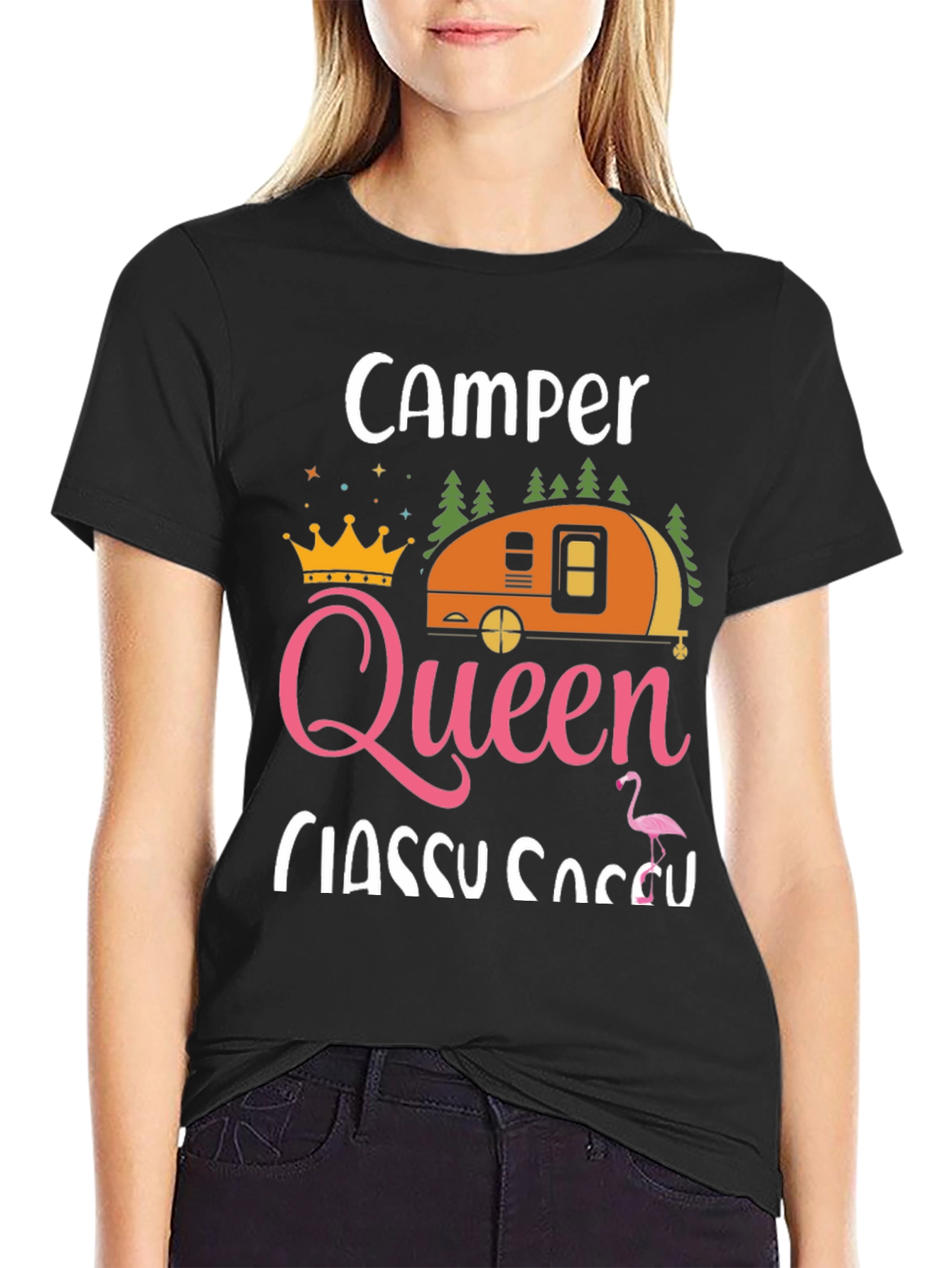 Black Camper Queen Classy Sassy Graphic T-Shirt view 2