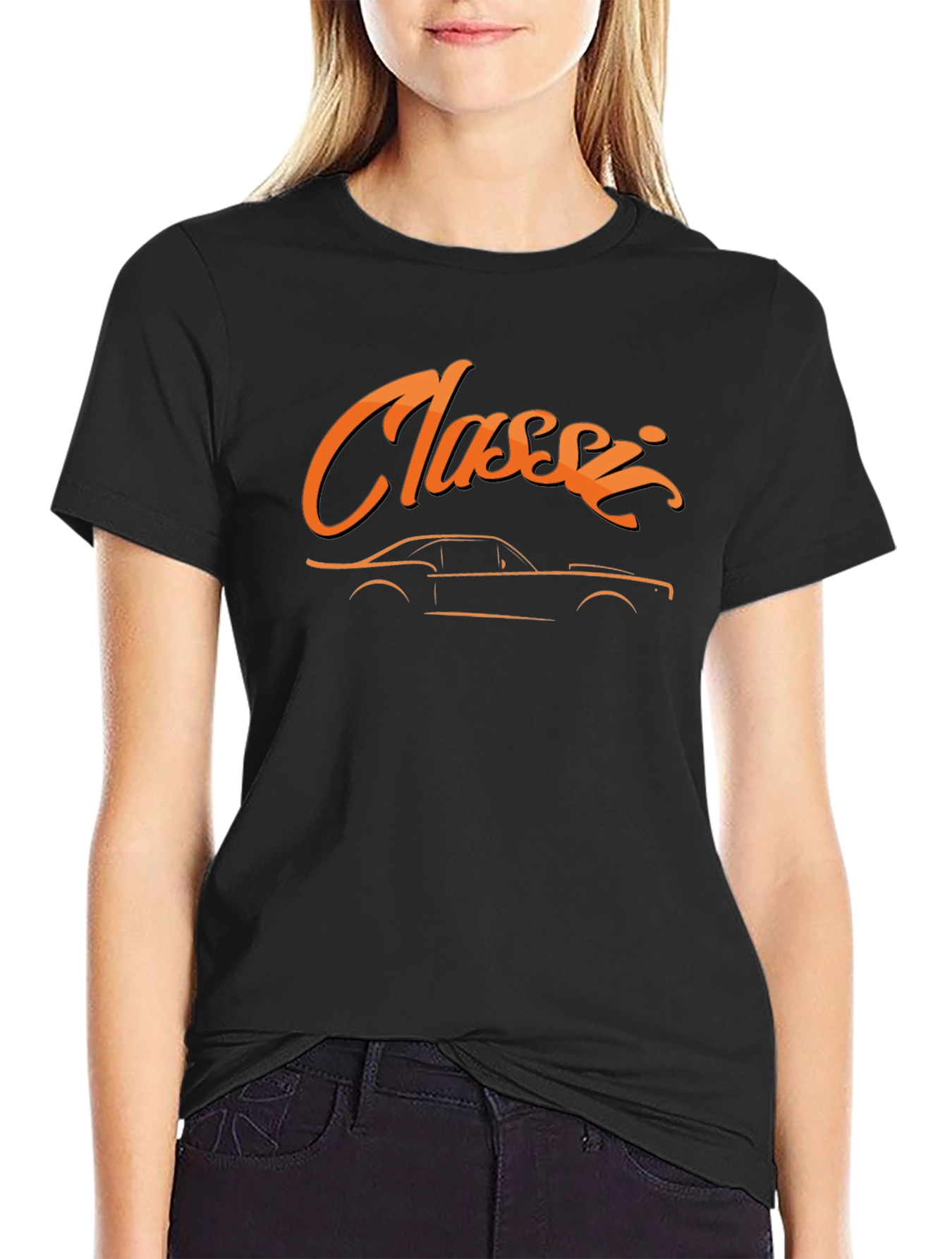 Black Classic Car T-Shirt - Retro Automotive Tee view 2