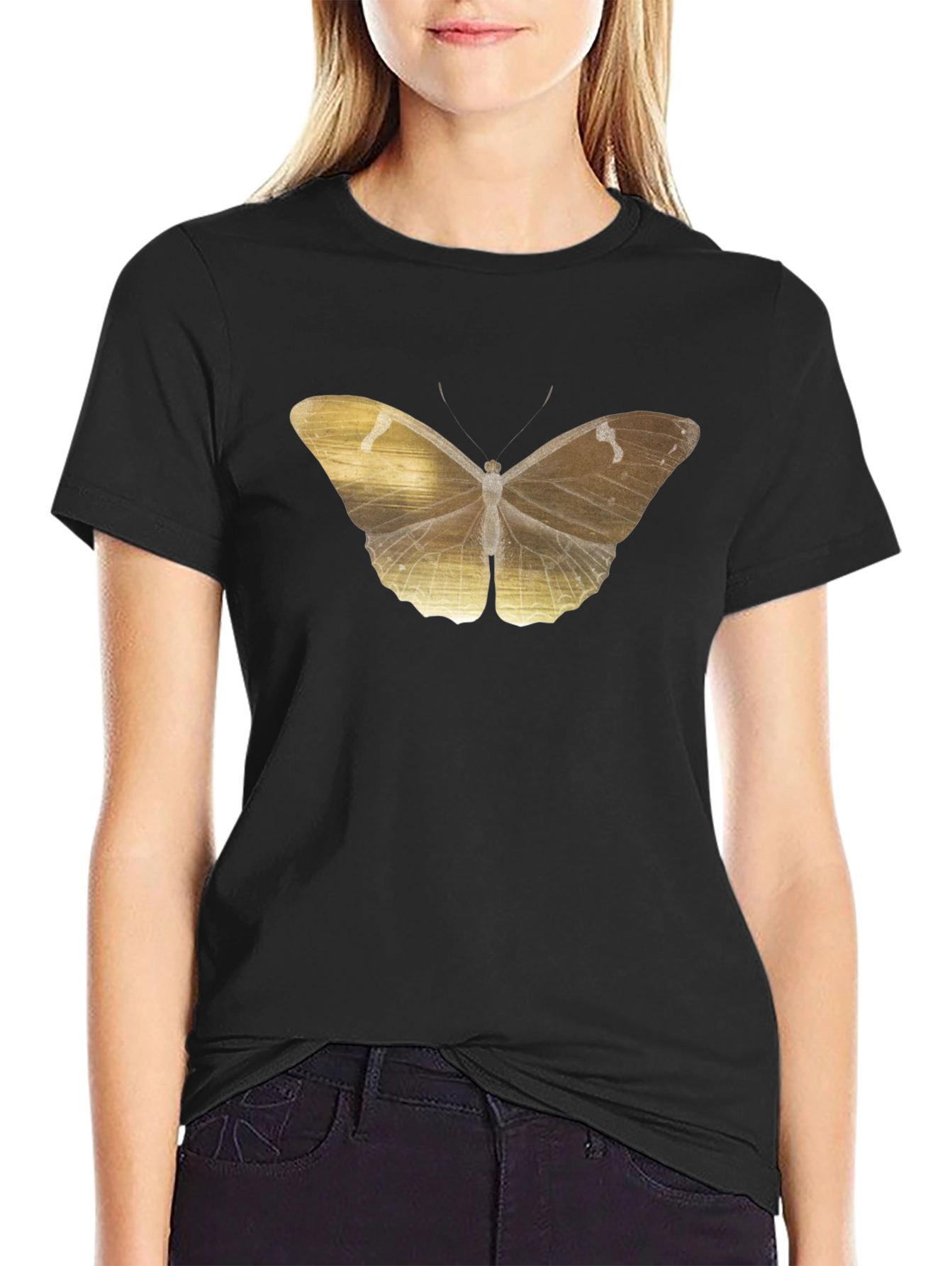 Black Butterfly Graphic Tee - Black Cotton Blend view 2