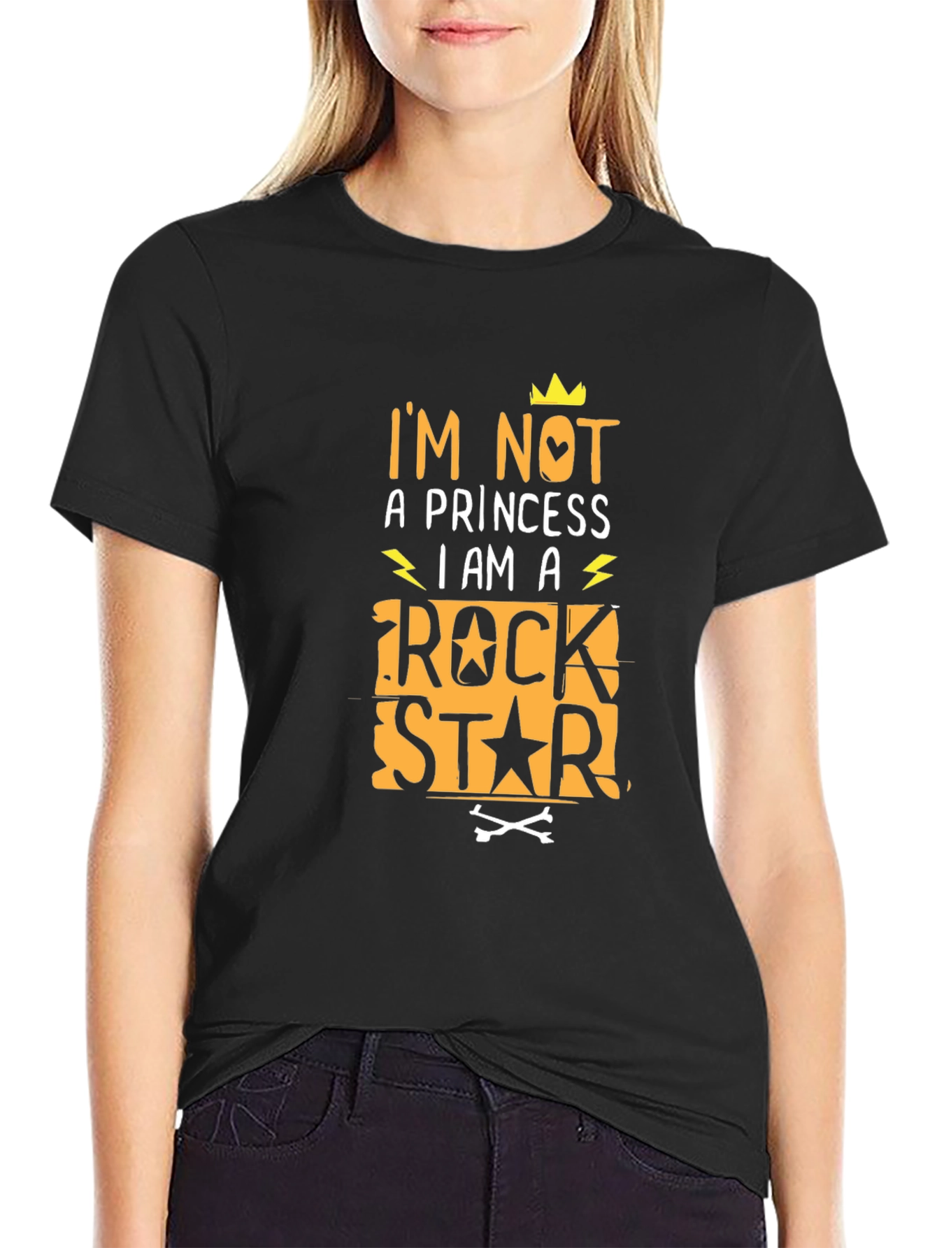 Black I'm Not A Princess Rock Star T-Shirt view 2