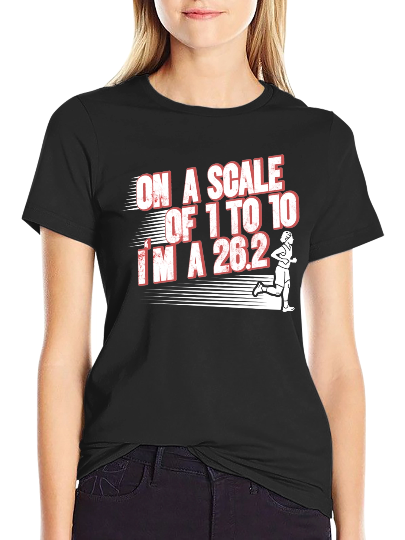 Black Marathon Runner T-Shirt - On a Scale of 1 to 10 I'm a 26.2 view 2