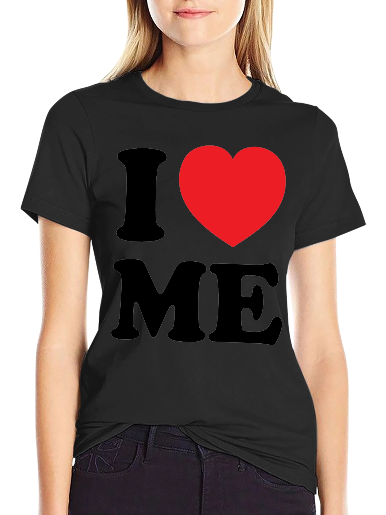 Black I Heart Me T-Shirt - Black Graphic Tee view 2