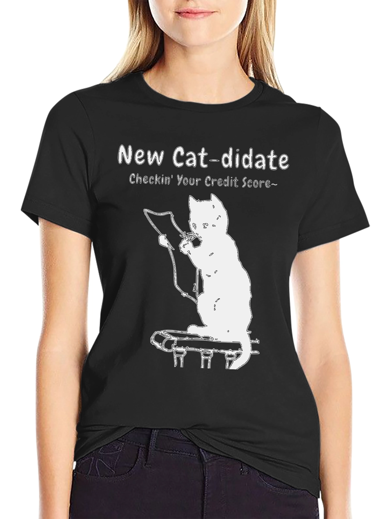 Black New Cat-didate Credit Score Tee view 2