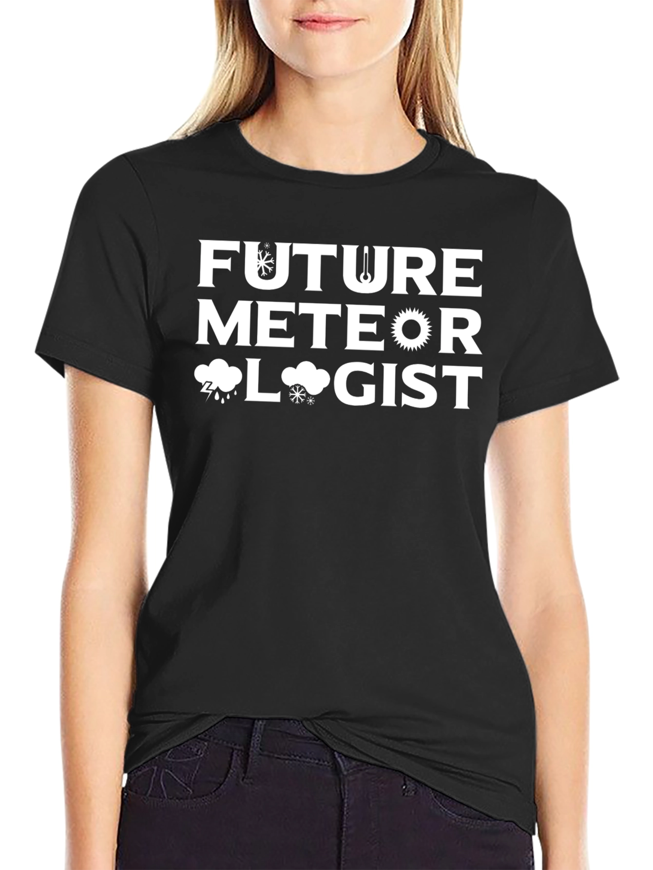 Black Future Meteorologist T-Shirt view 2