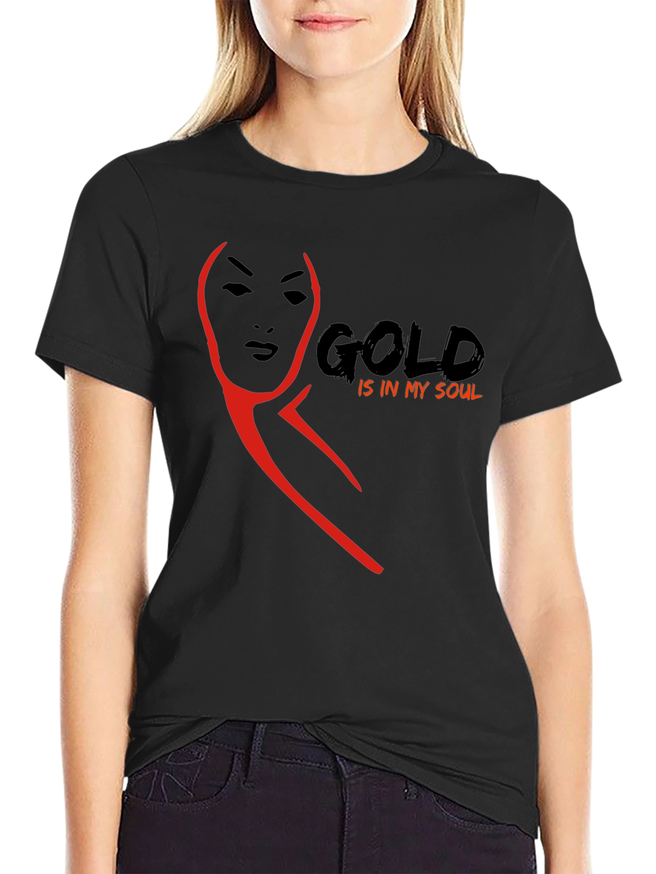 Black Gold Soul Graphic Tee - Stylish Black T-Shirt view 2