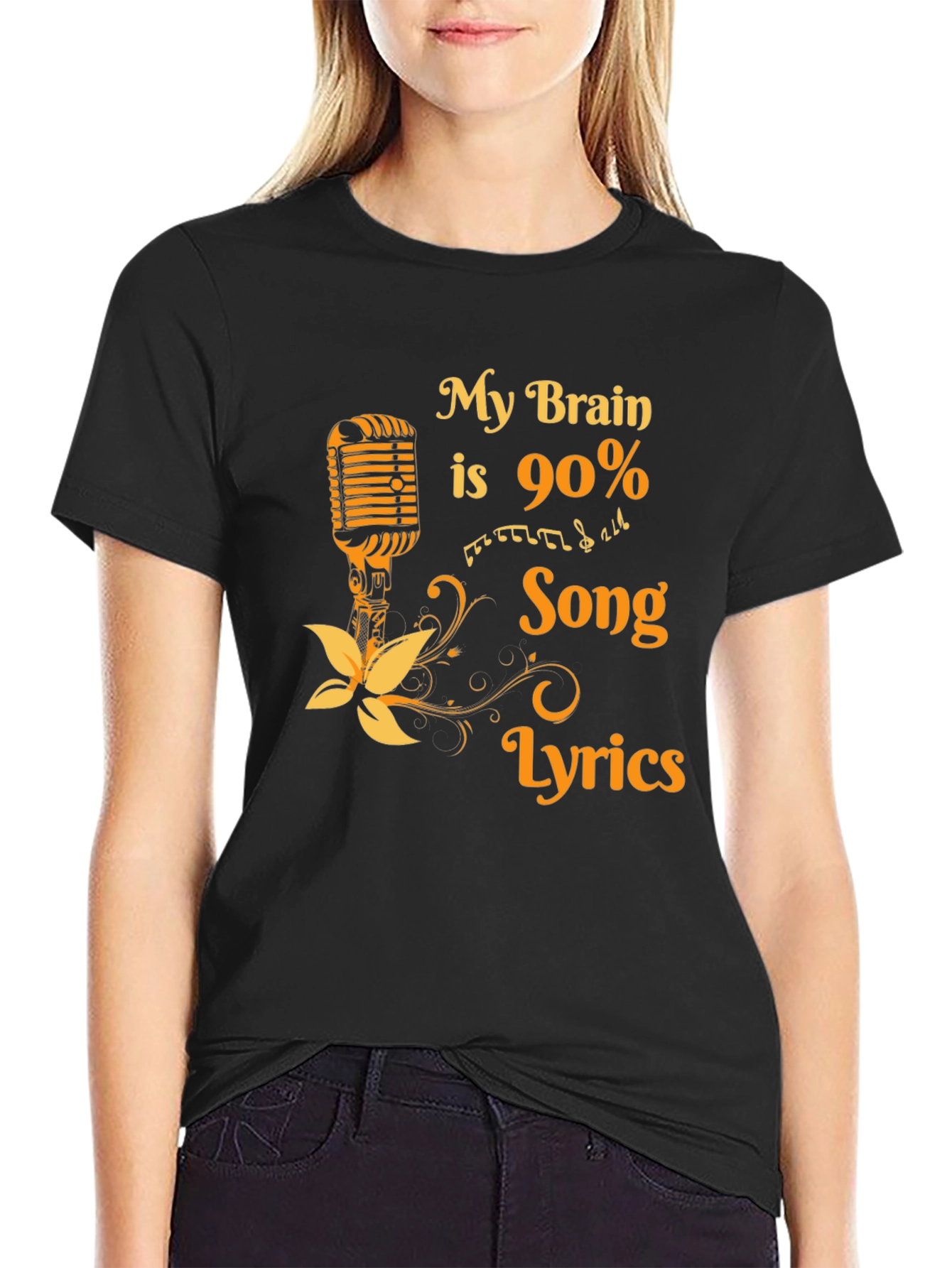 Black My Brain is 90% Song Lyrics T-Shirt view 2