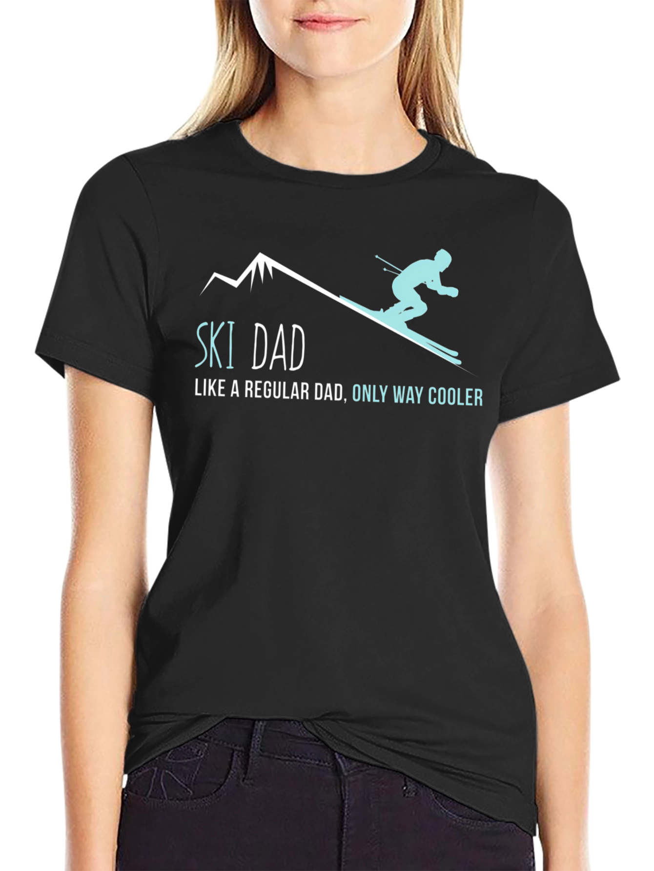 Black Ski Dad T-Shirt - Regular Dad Only Way Cooler! view 2