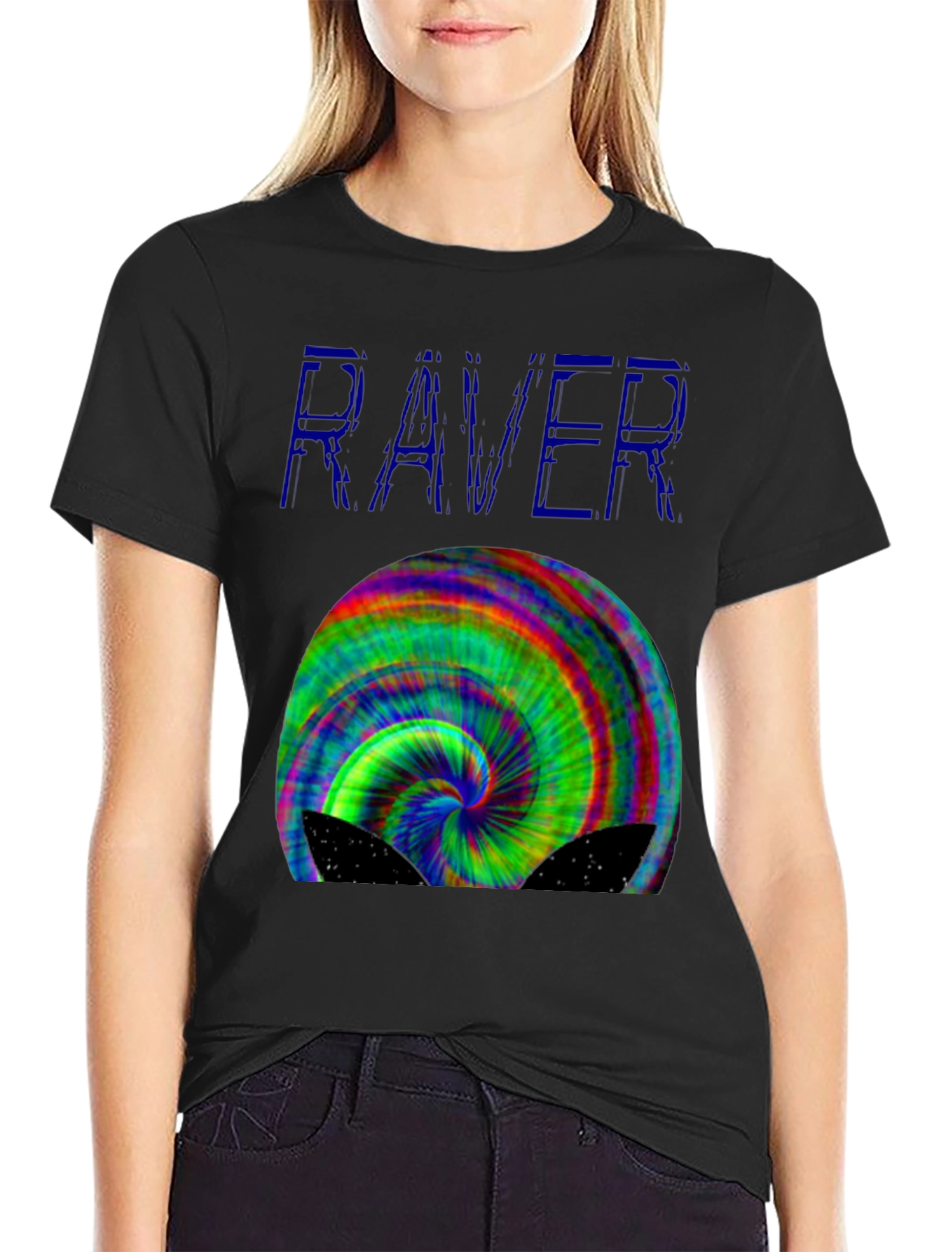 Black Raver Spiral Graphic T-Shirt view 2