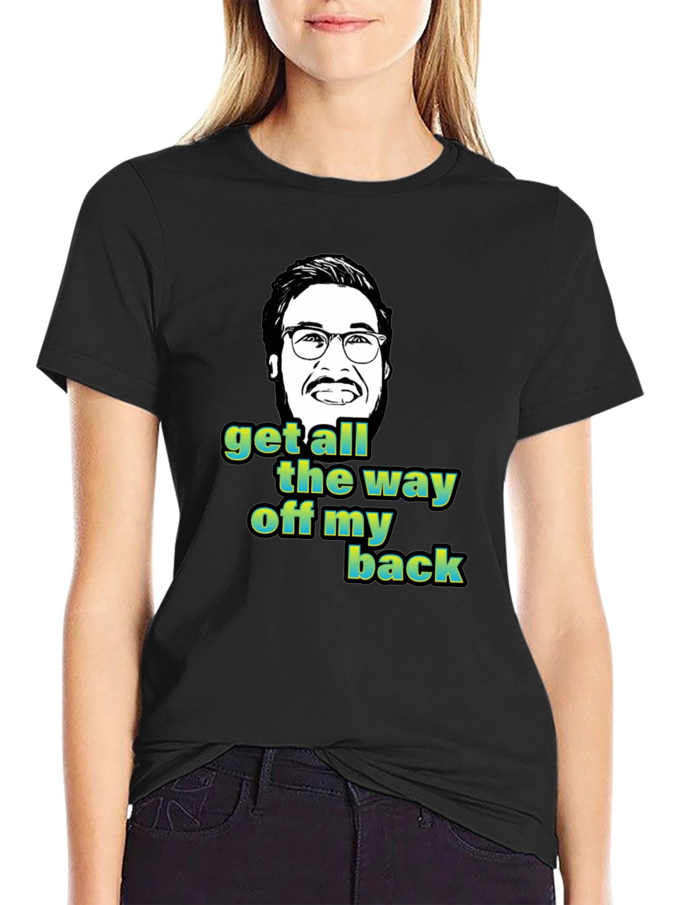 Black Funny "Get Off My Back" Graphic Tee view 2