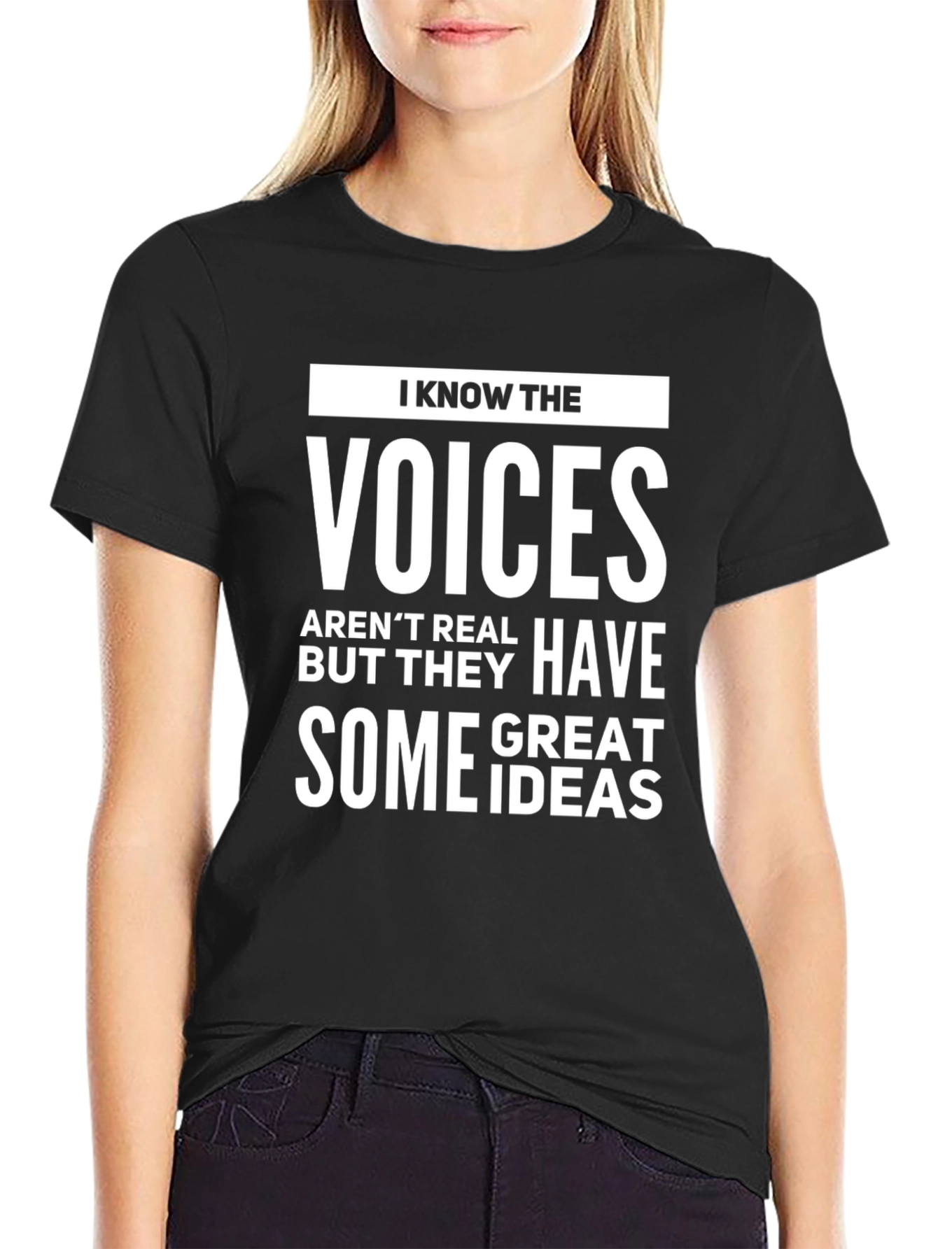 Black I Know The Voices Men's Graphic Tee view 2