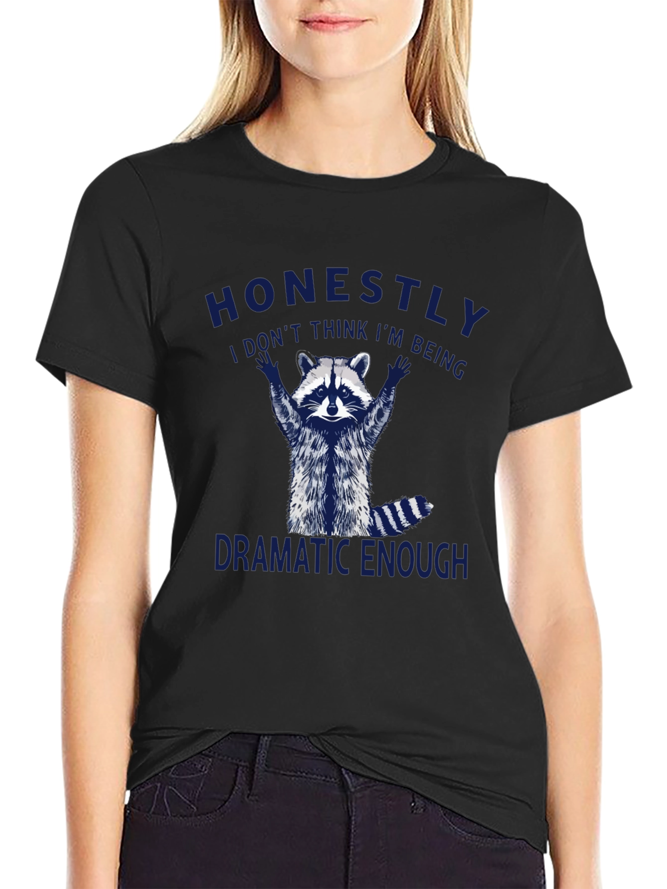 Black Honest Raccoon Graphic Tee - Funny Animal Lover Shirt view 2
