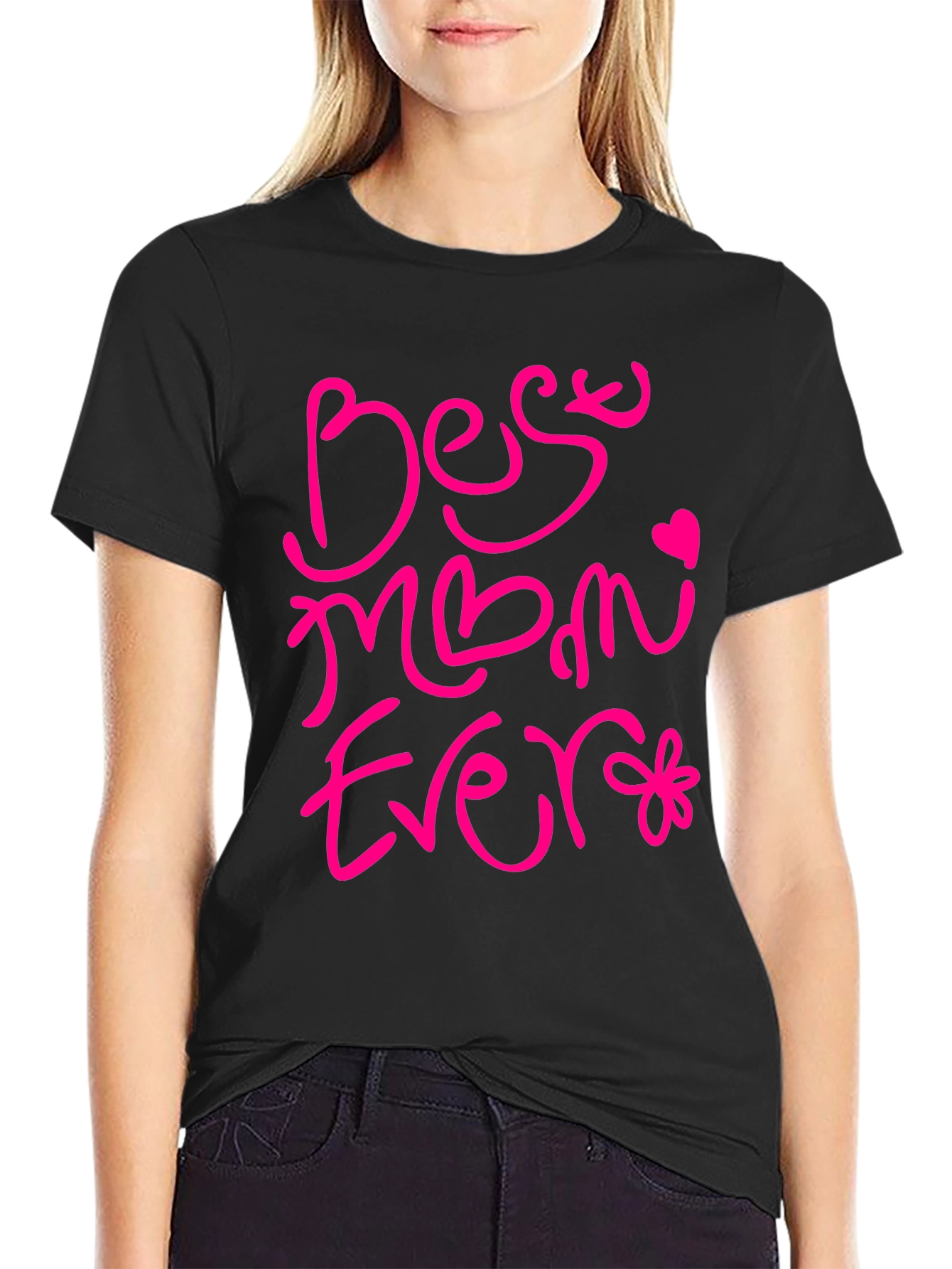 Black Best Mom Ever Graphic Tee - Black view 2