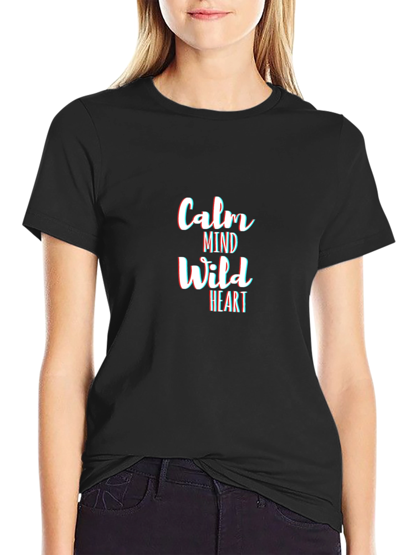 Black Calm Mind Wild Heart Black Graphic Tee view 2