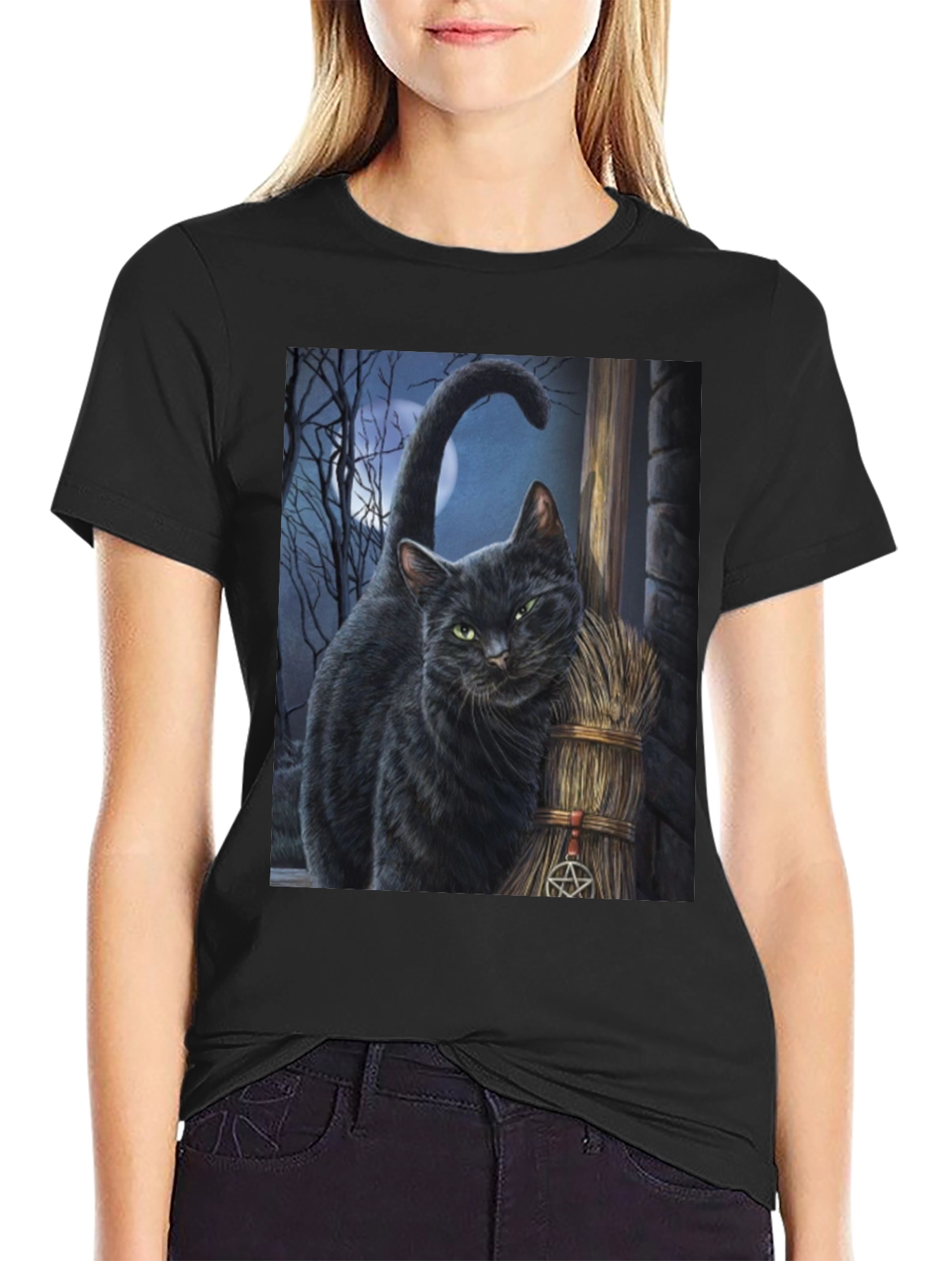 Black Black Cat Witchcraft T-Shirt view 2