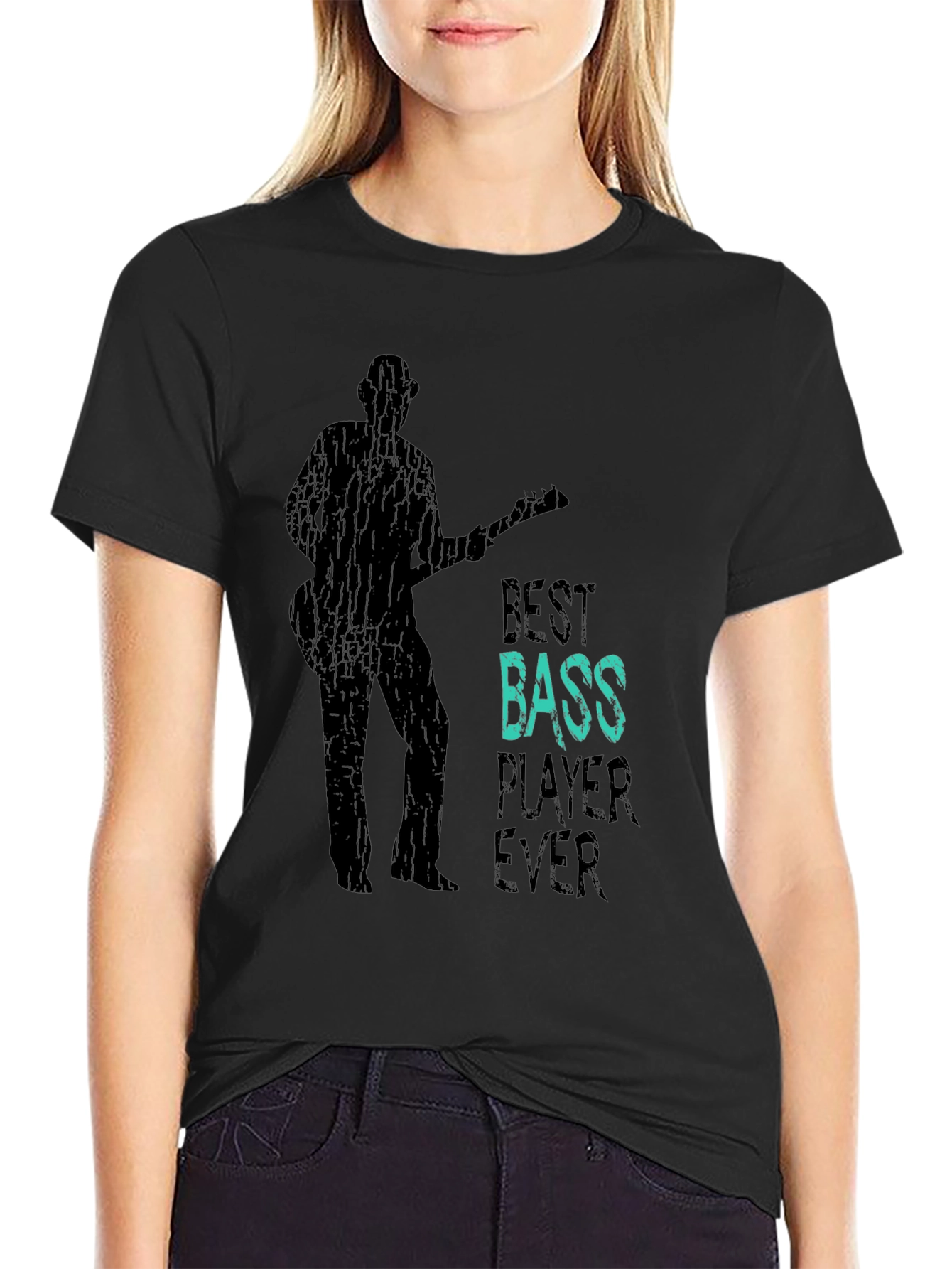 Black Best Bass Player Ever Graphic T-Shirt view 2